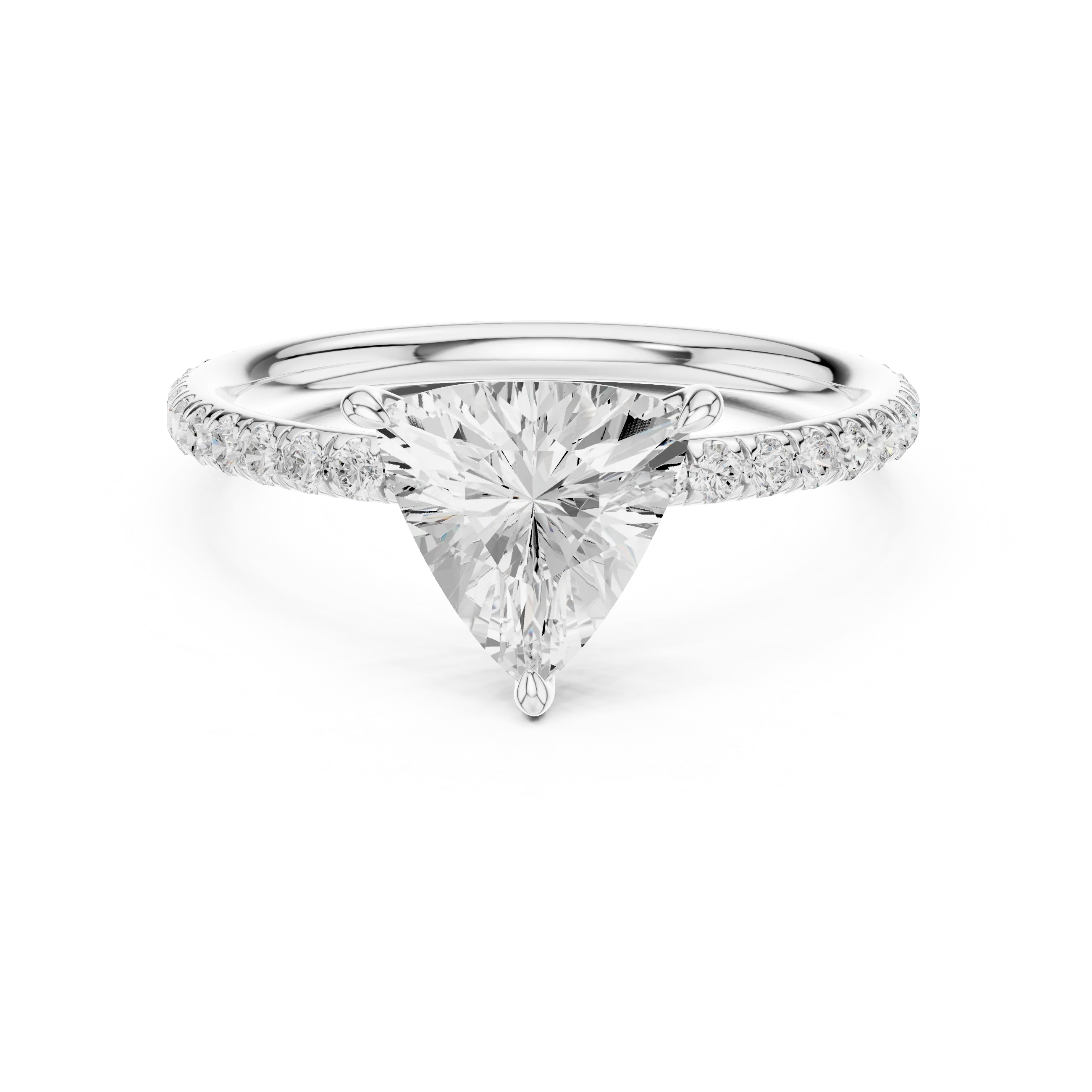 Trillion Cut Diamond Pave Engagement Ring