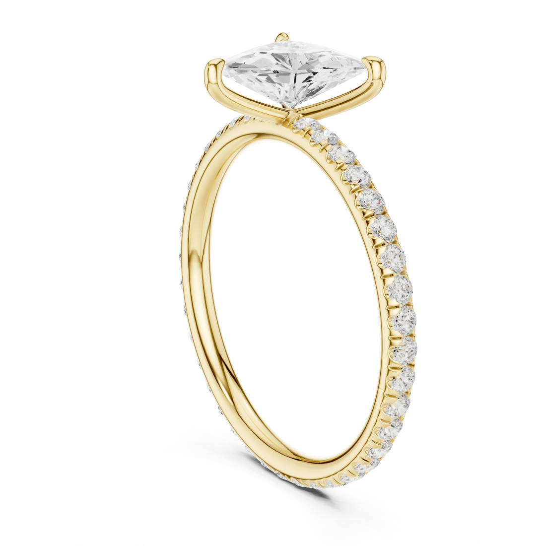 Trillion Cut Diamond Pave Engagement Ring