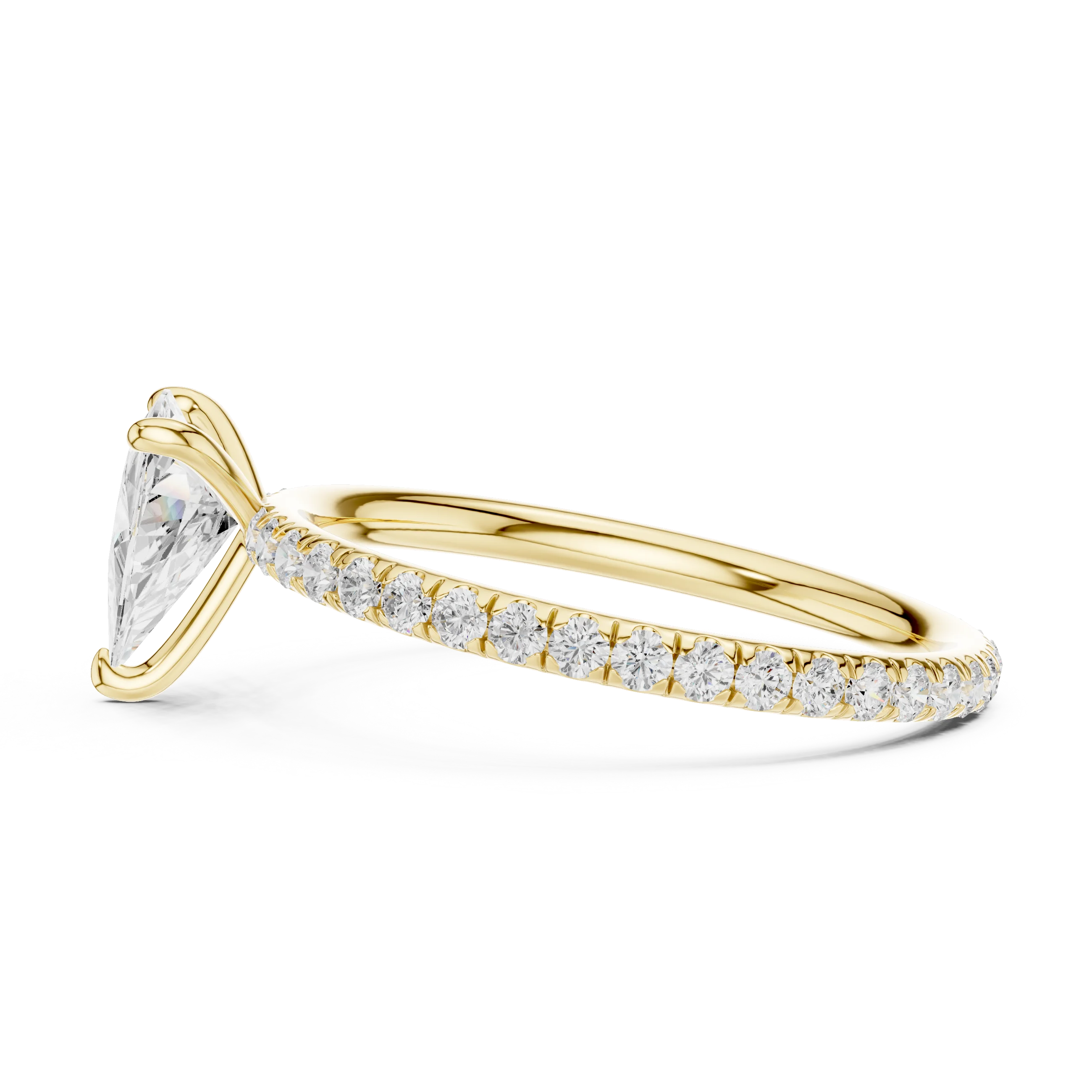 Trillion Cut Diamond Pave Engagement Ring