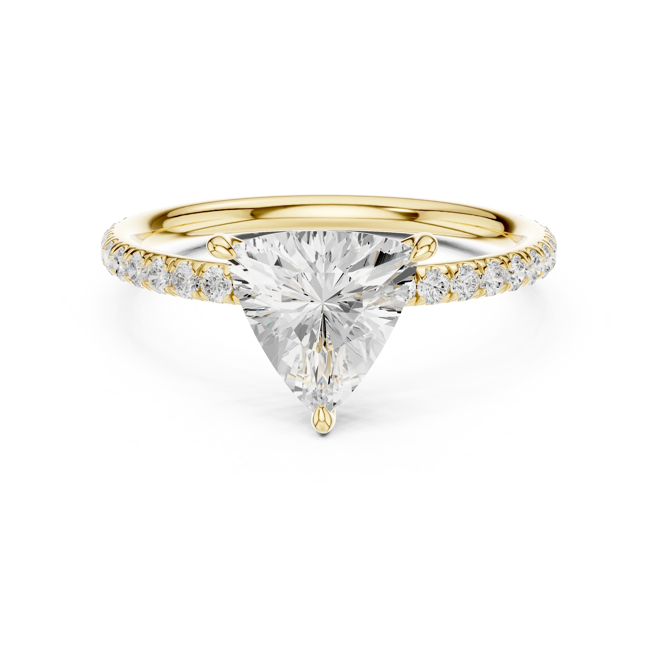 Trillion Cut Diamond Pave Engagement Ring