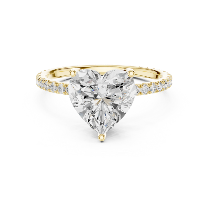 Heart Shape Diamond Pave Band Engagement Ring