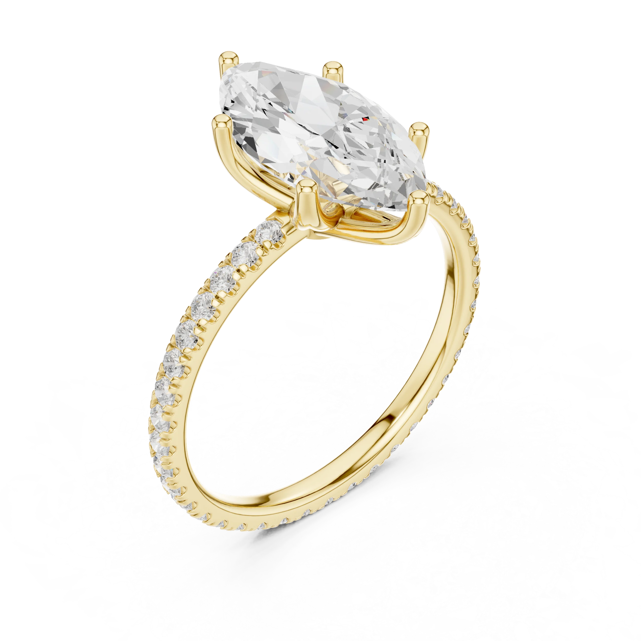 Marquise Shape Diamond Pave Band Engagement Ring