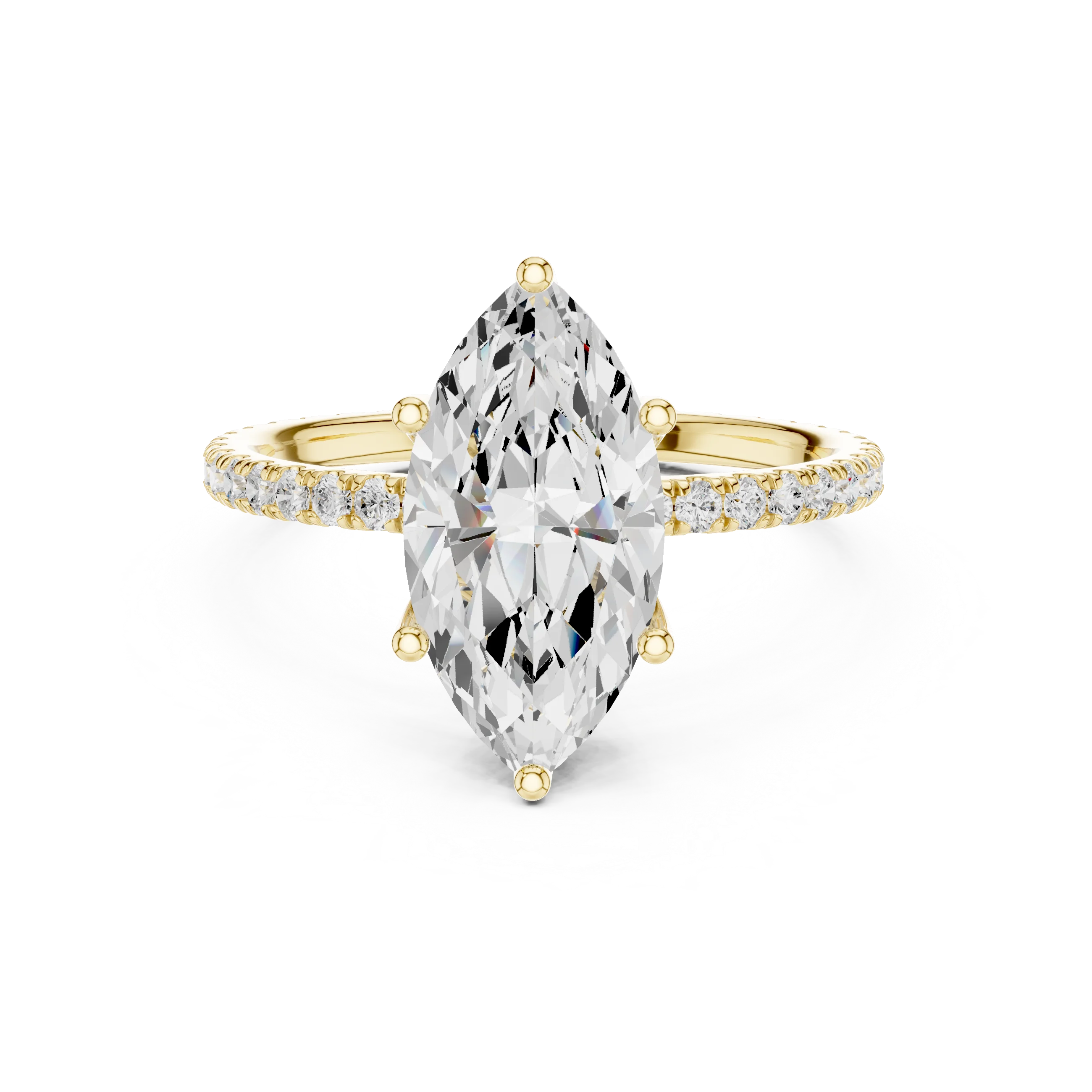Marquise Shape Diamond Pave Band Engagement Ring