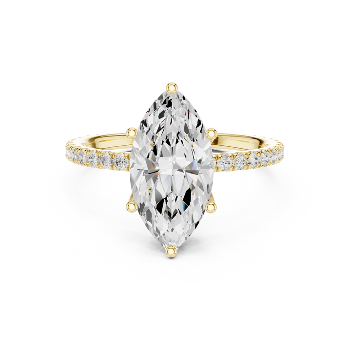 Marquise Shape Diamond Pave Band Engagement Ring