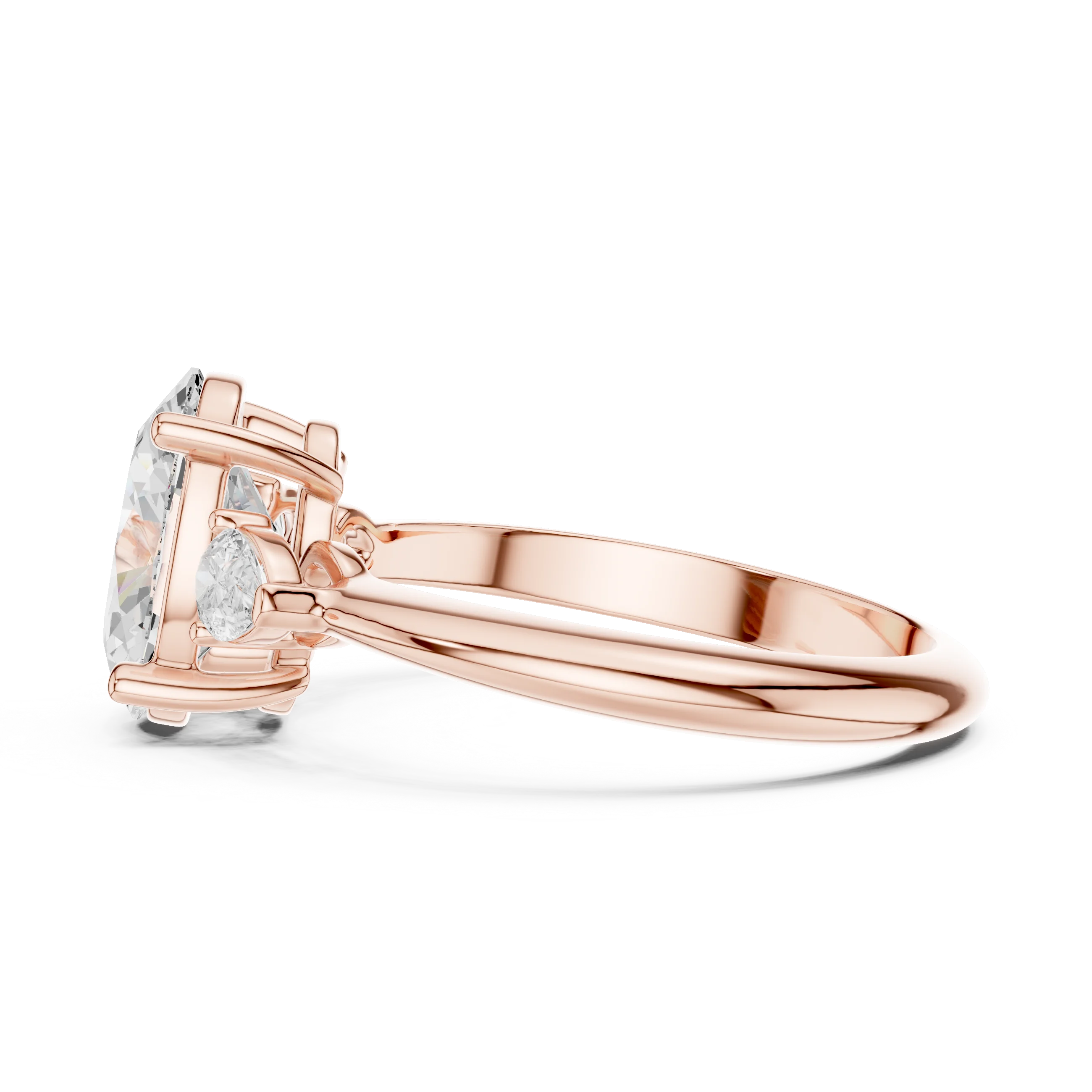 Oval Diamond Solitaire Engagement Ring with Hidden Side Accent