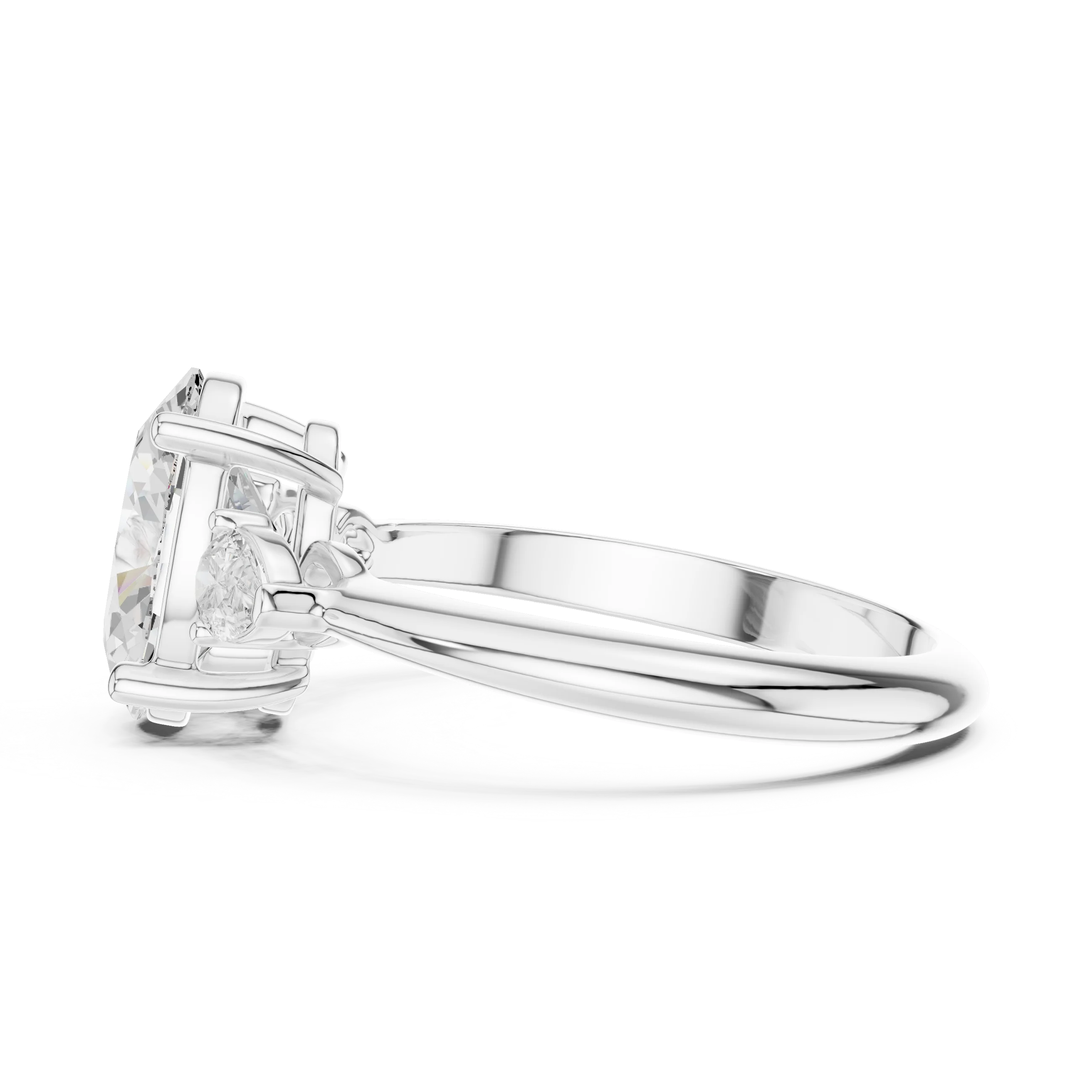 Oval Diamond Solitaire Engagement Ring with Hidden Side Accent