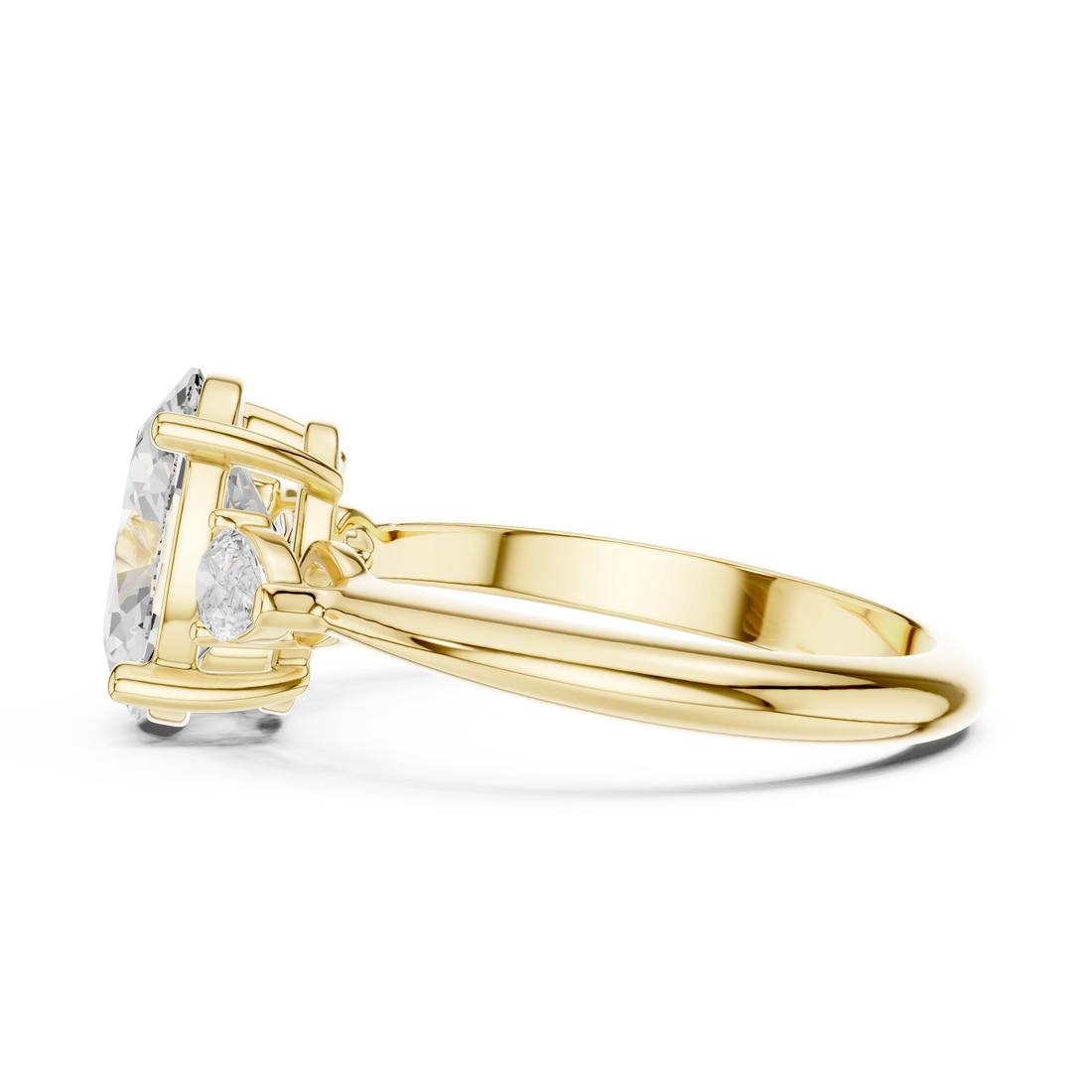 Oval Diamond Solitaire Engagement Ring with Hidden Side Accent