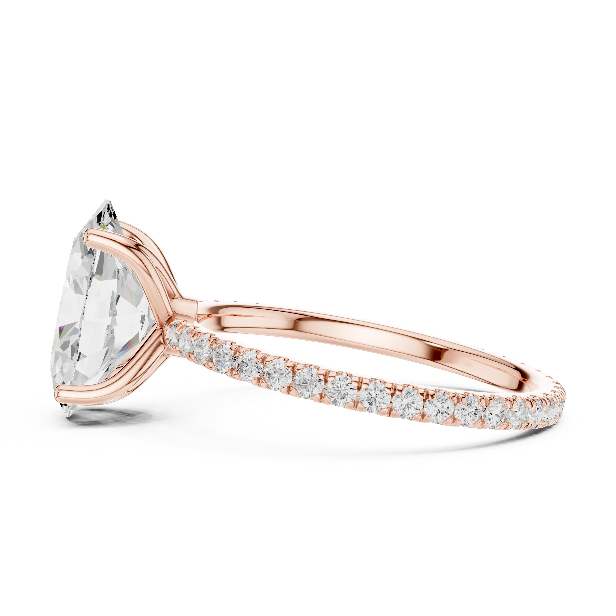 Oval Shape Diamond Pave Band Engagement Ring