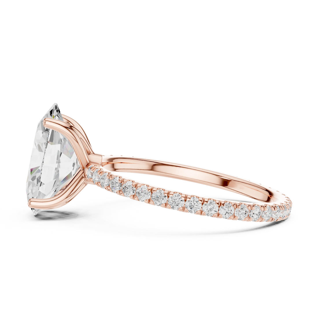 Oval Shape Diamond Pave Band Engagement Ring