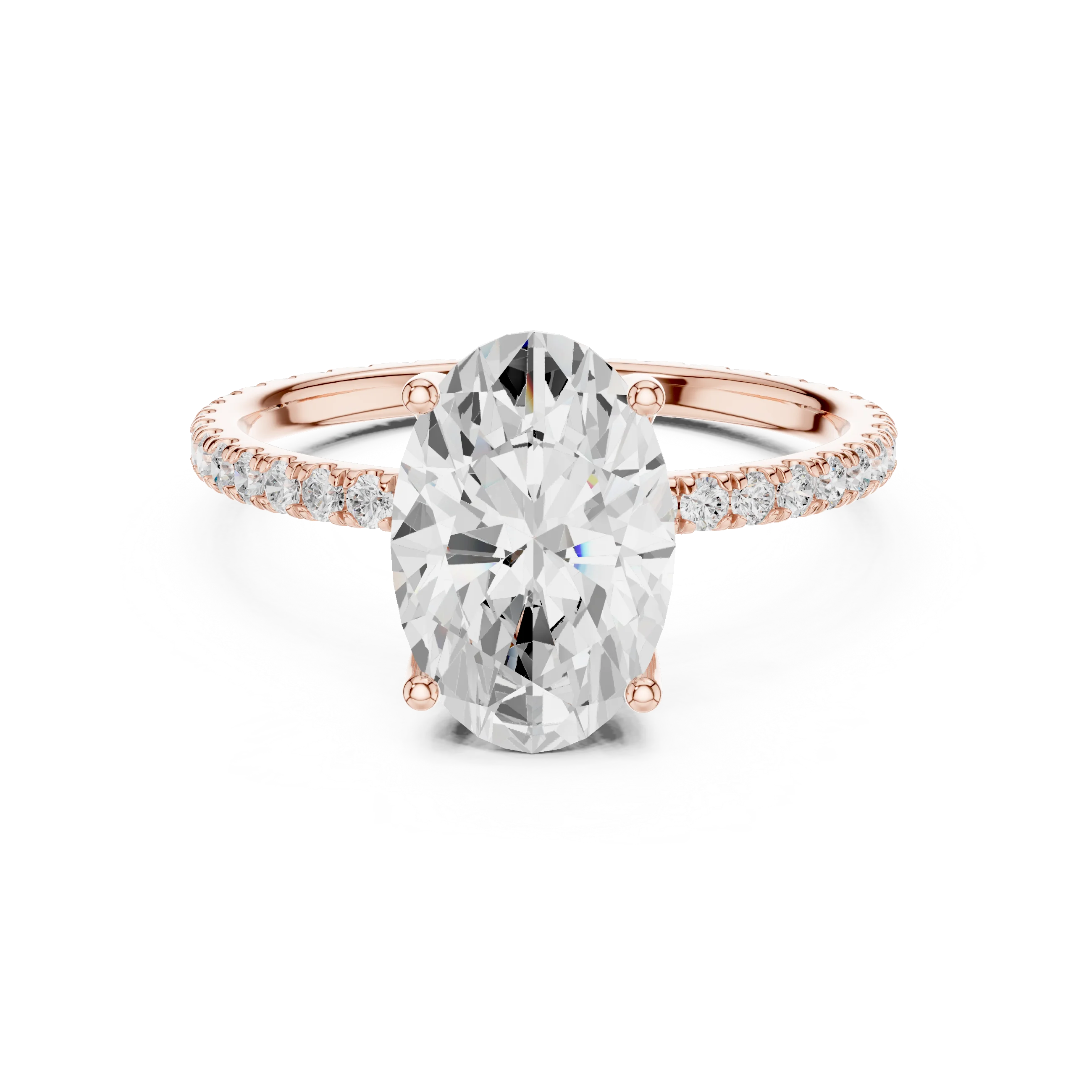 Oval Shape Diamond Pave Band Engagement Ring