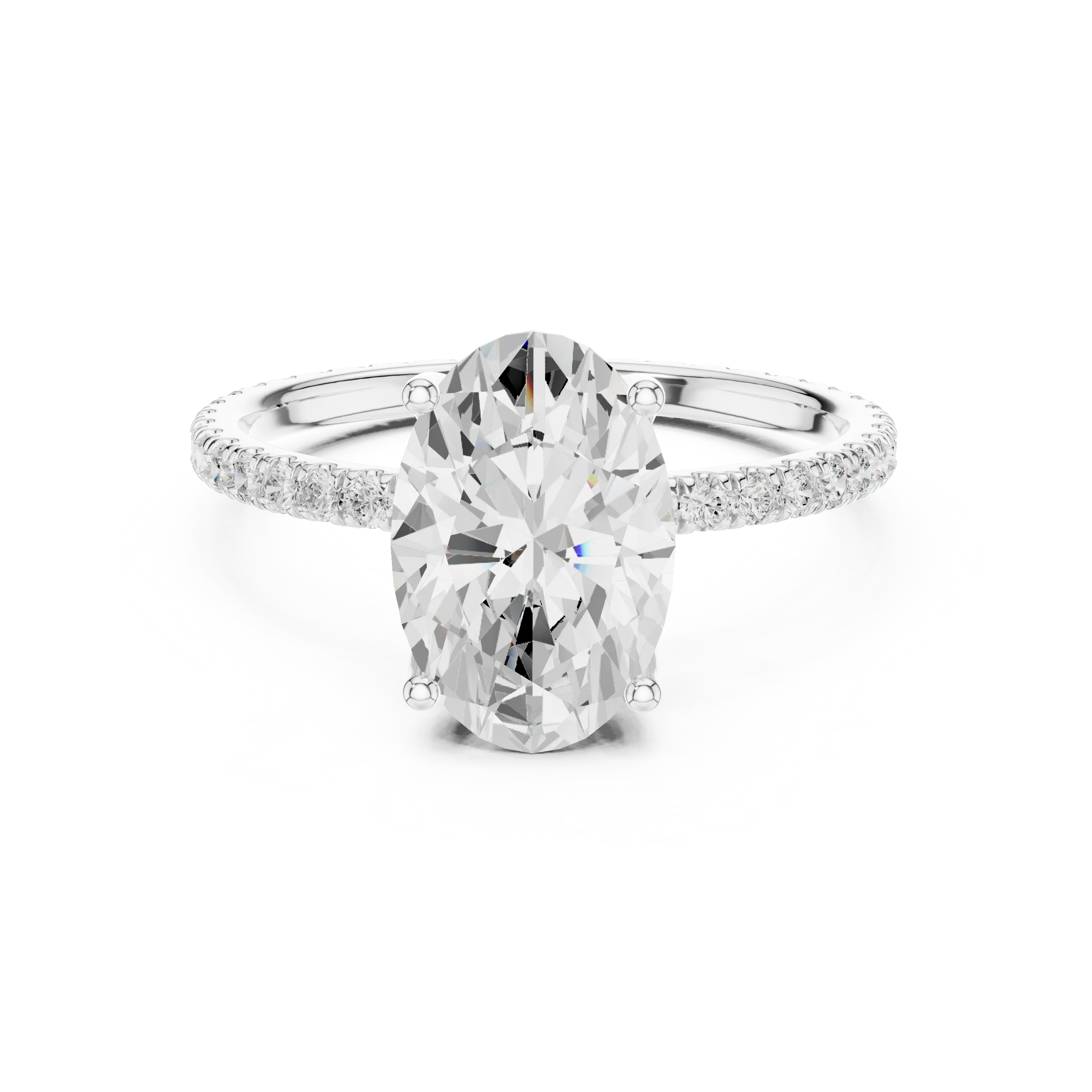 Oval Shape Diamond Pave Band Engagement Ring