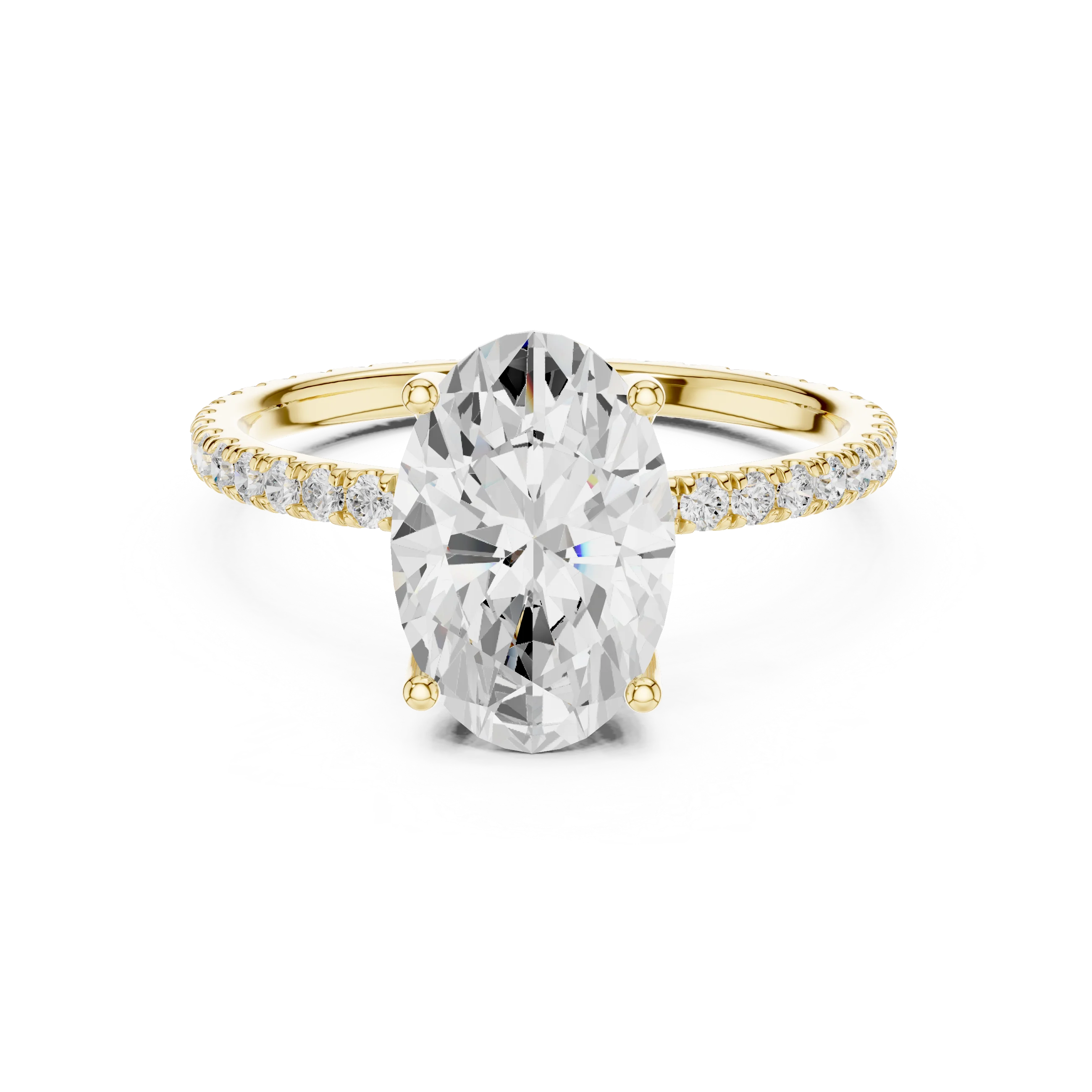 Oval Shape Diamond Pave Band Engagement Ring