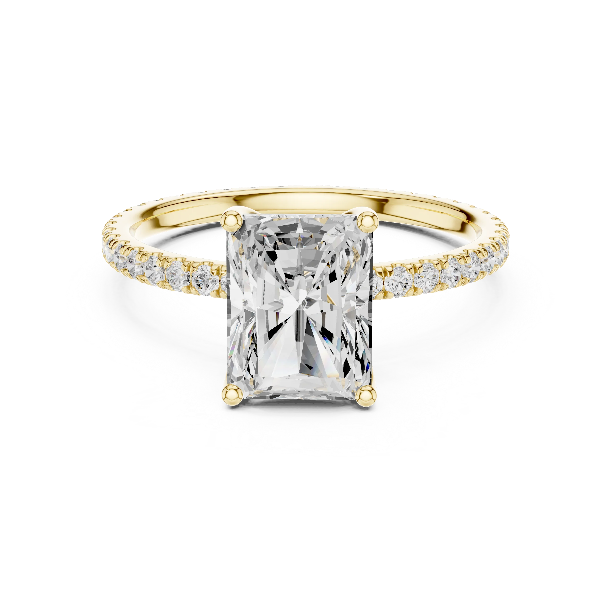 Radiant Shape Diamond Pave Band Engagement Ring