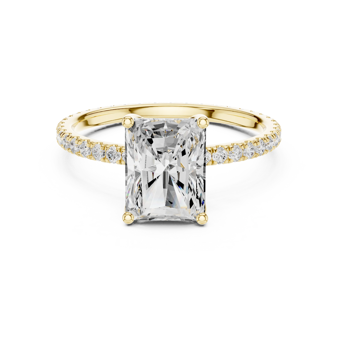 Radiant Shape Diamond Pave Band Engagement Ring