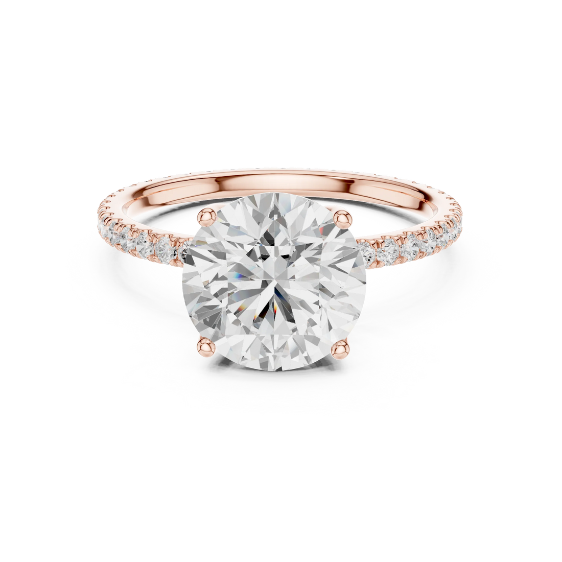 Round Shape Diamond Pave Band Engagement Ring