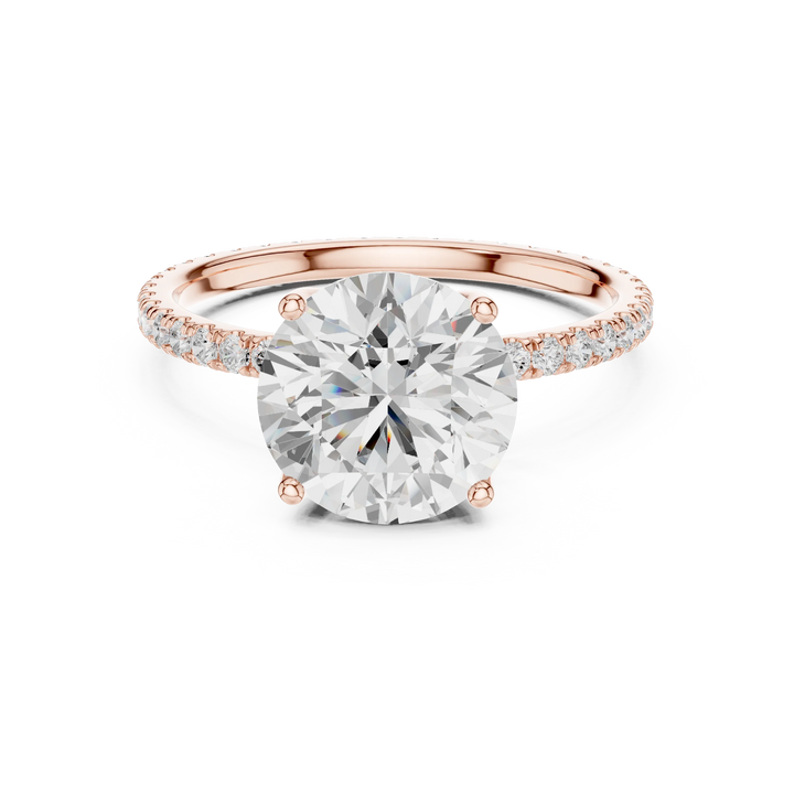 Round Shape Diamond Pave Band Engagement Ring