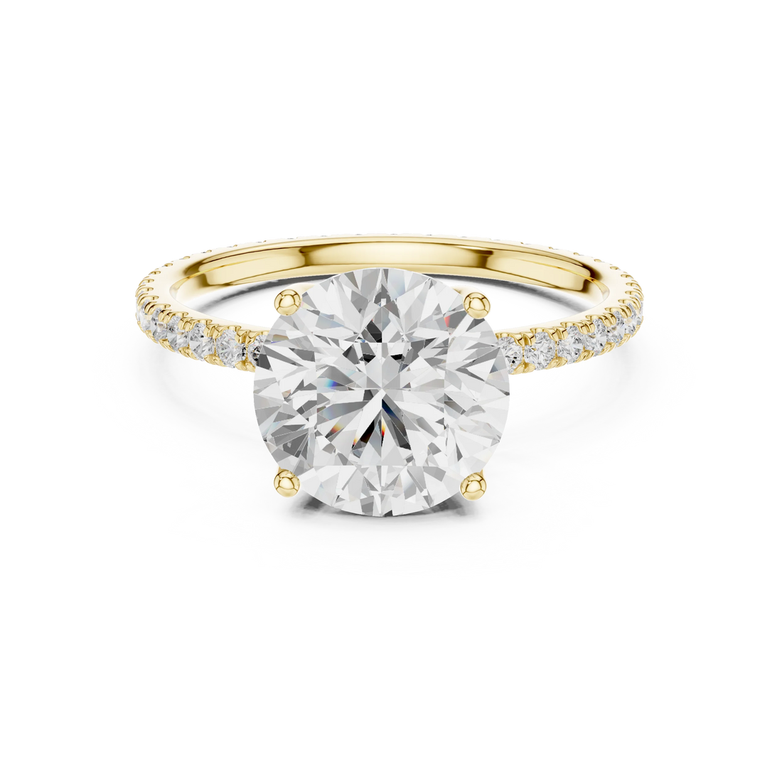 Round Shape Diamond Pave Band Engagement Ring