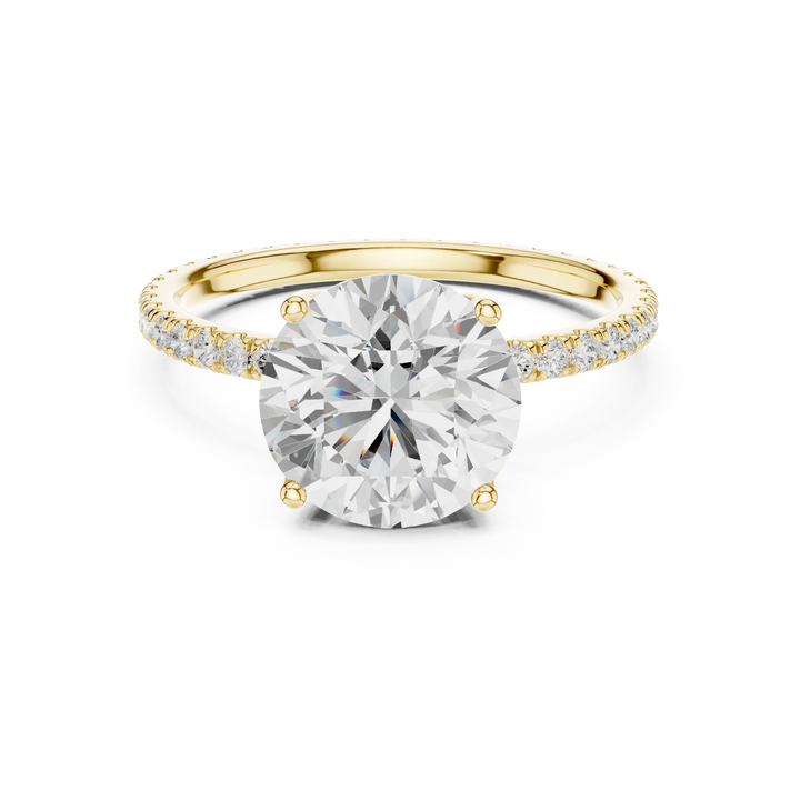 Round Shape Diamond Pave Band Engagement Ring