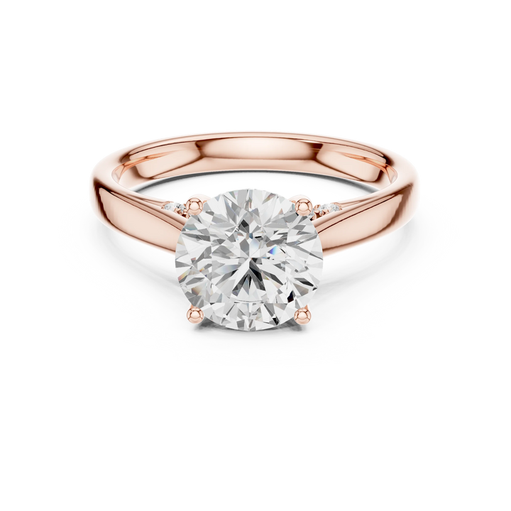 Round Cut Diamond Cathedral Pave Engagement Ring