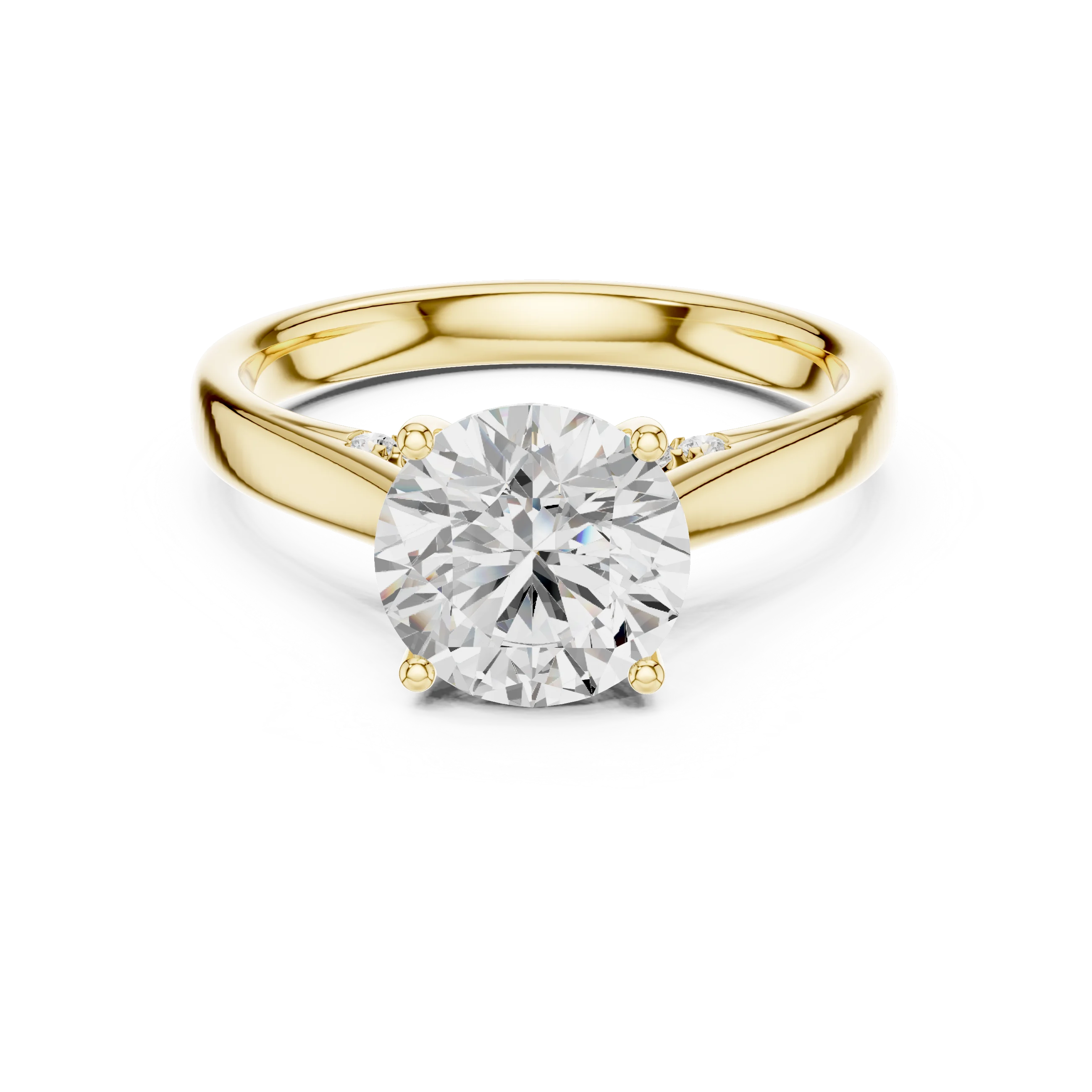 Round Cut Diamond Cathedral Pave Engagement Ring