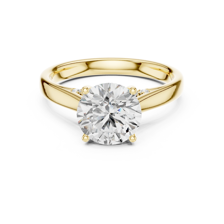 Round Cut Diamond Cathedral Pave Engagement Ring
