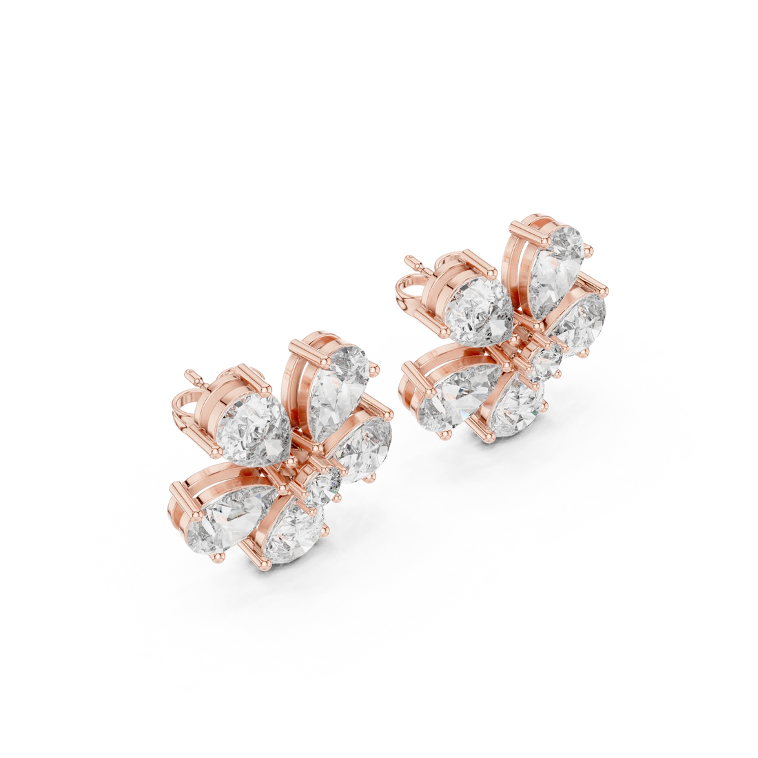 Rosé Petal Lab-Grown Diamond Floral Stud Earrings