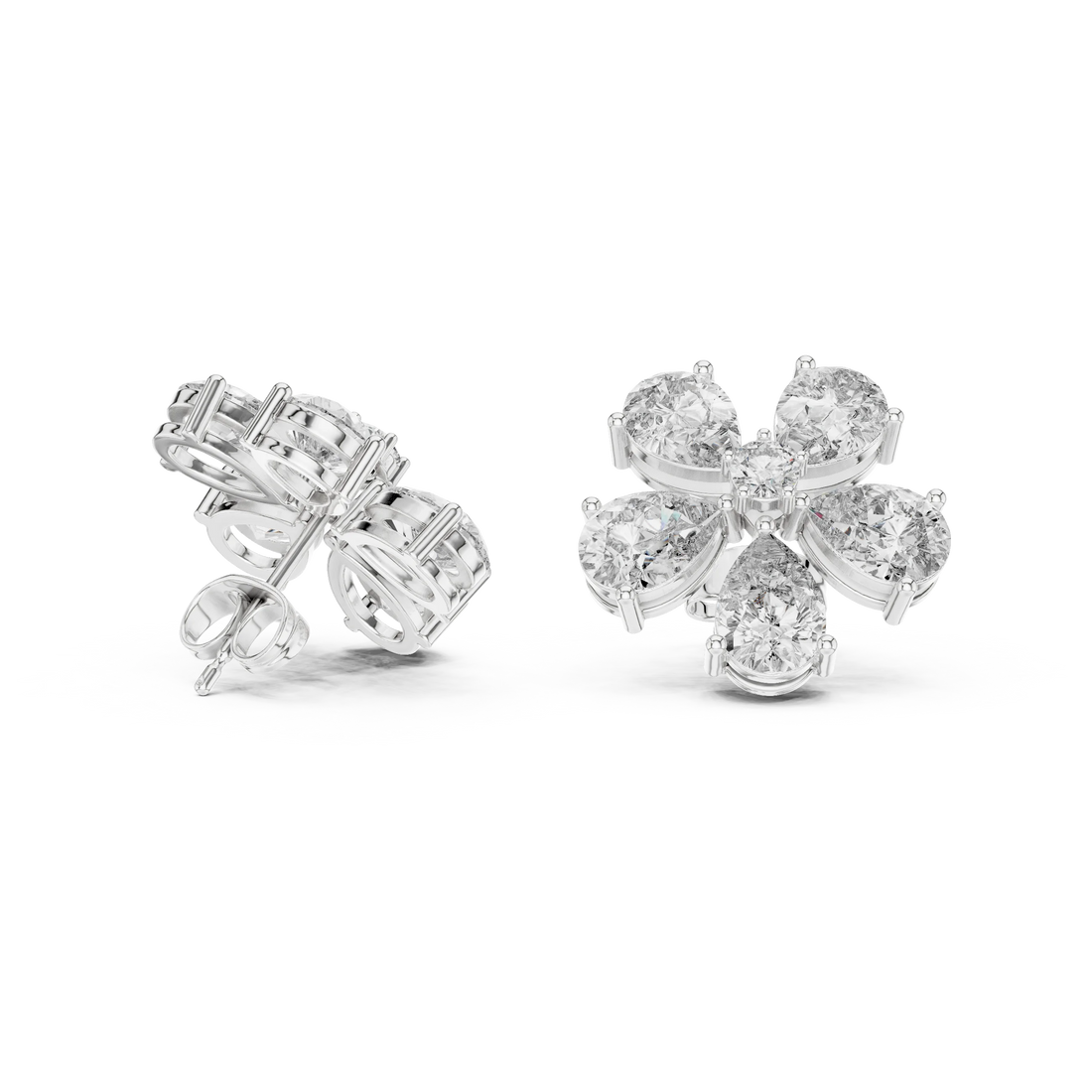 Rosé Petal Lab-Grown Diamond Floral Stud Earrings