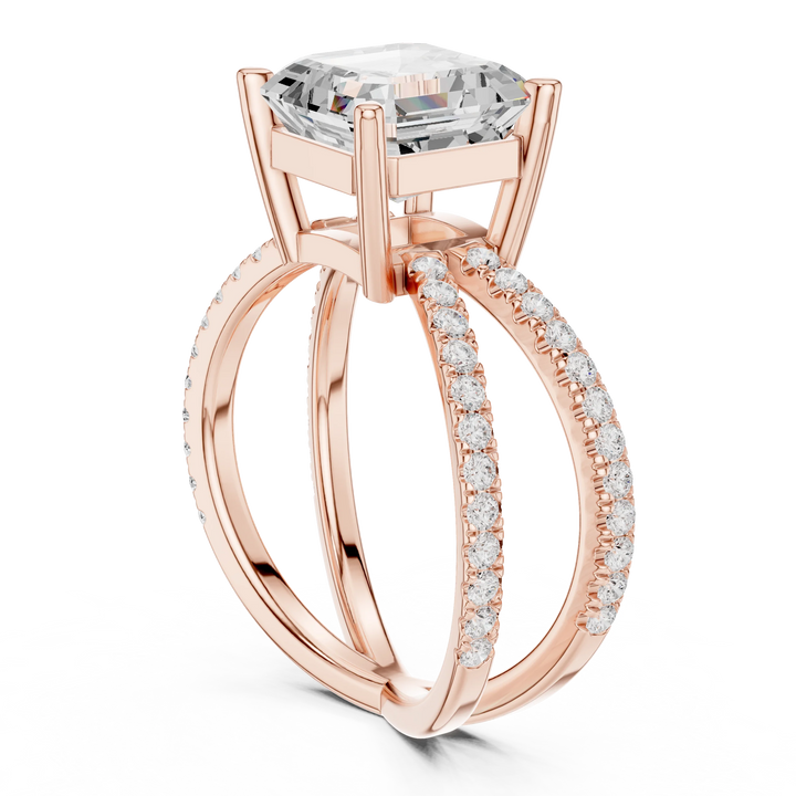Asscher Cut Diamond Split Shank Engagement Ring