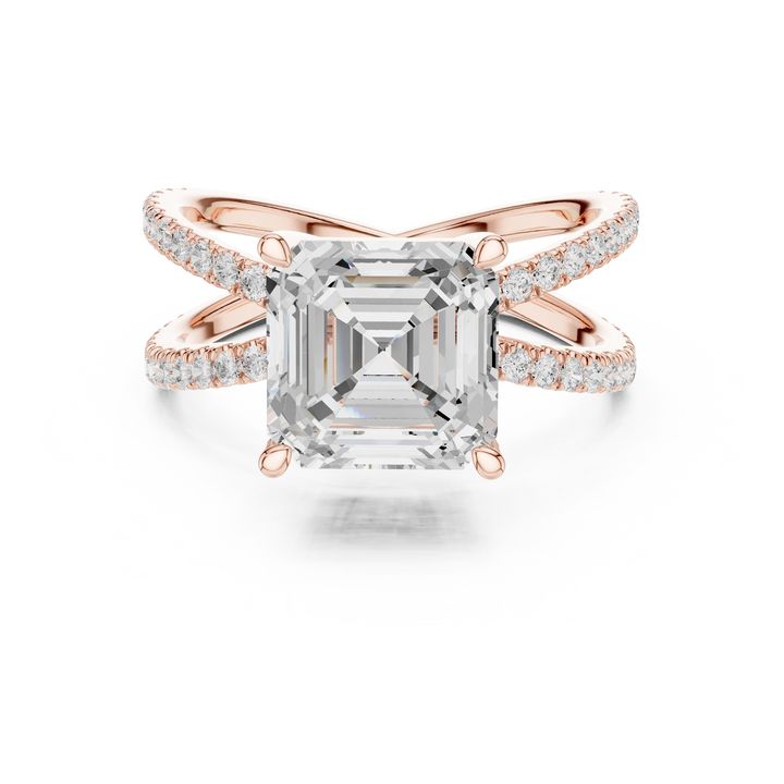 Asscher Cut Diamond Split Shank Engagement Ring