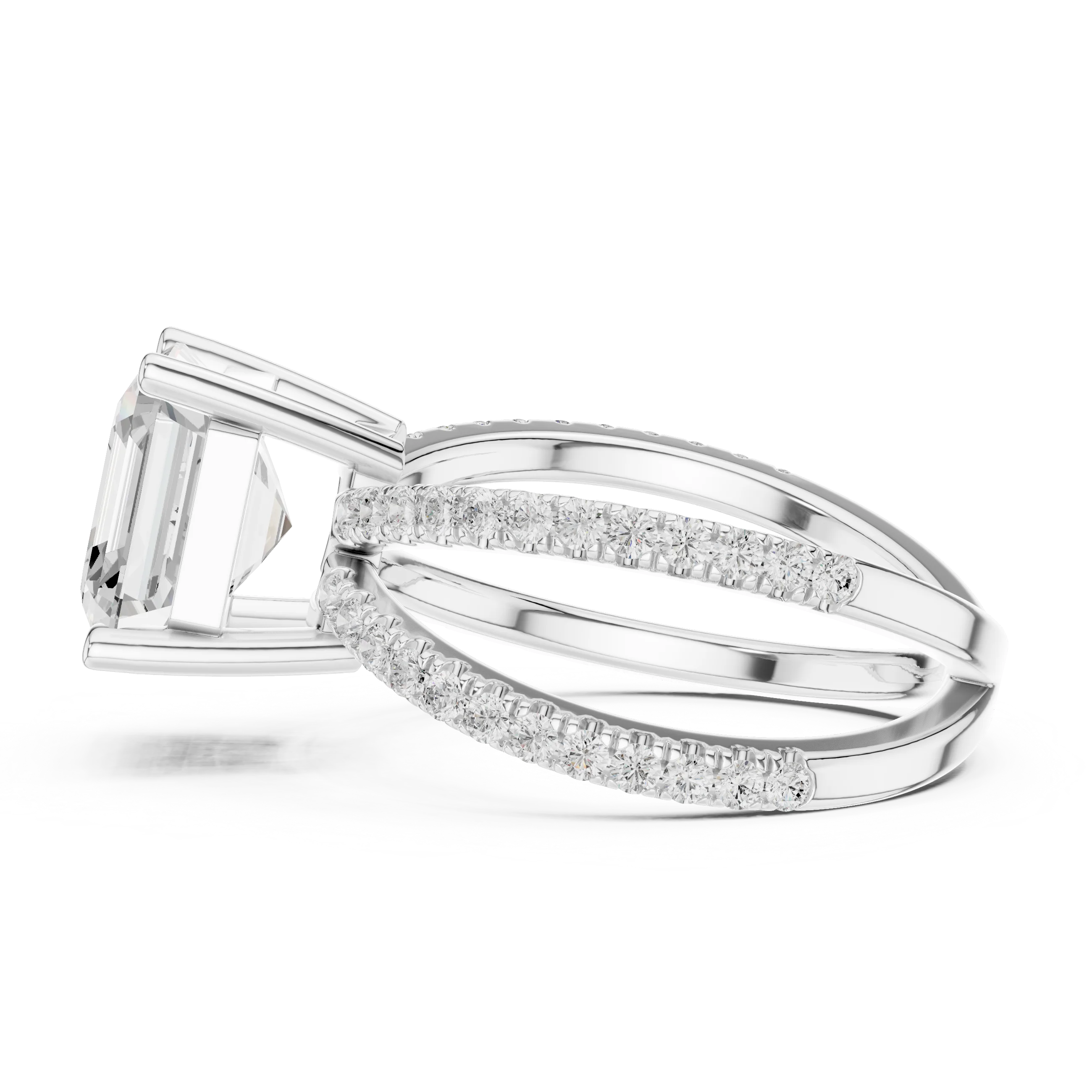 Asscher Cut Diamond Split Shank Engagement Ring