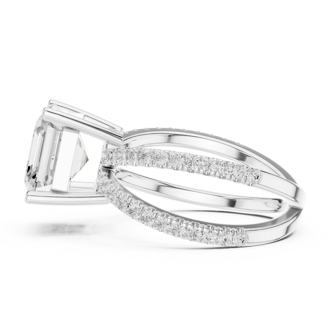 Asscher Cut Diamond Split Shank Engagement Ring
