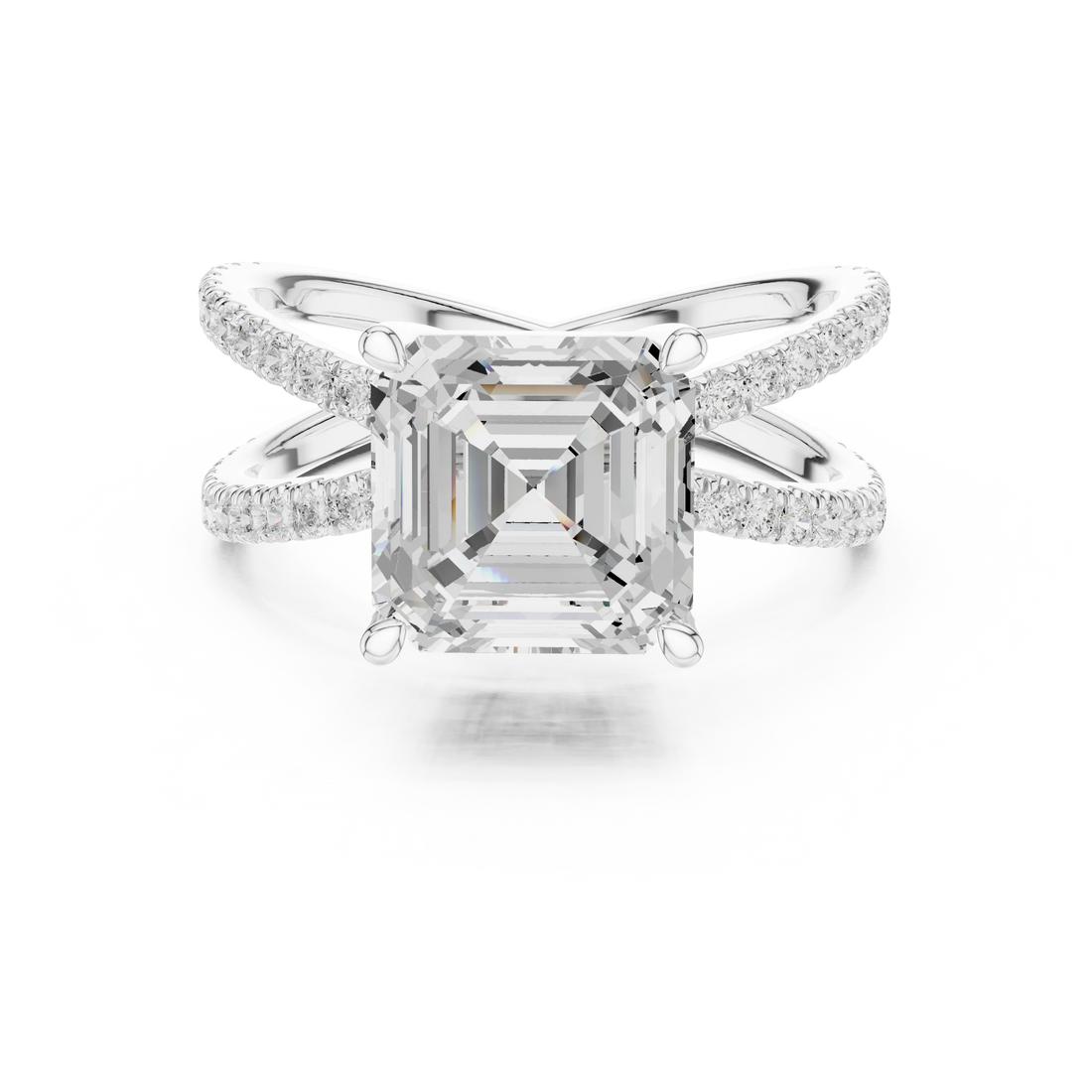 Asscher Cut Diamond Split Shank Engagement Ring