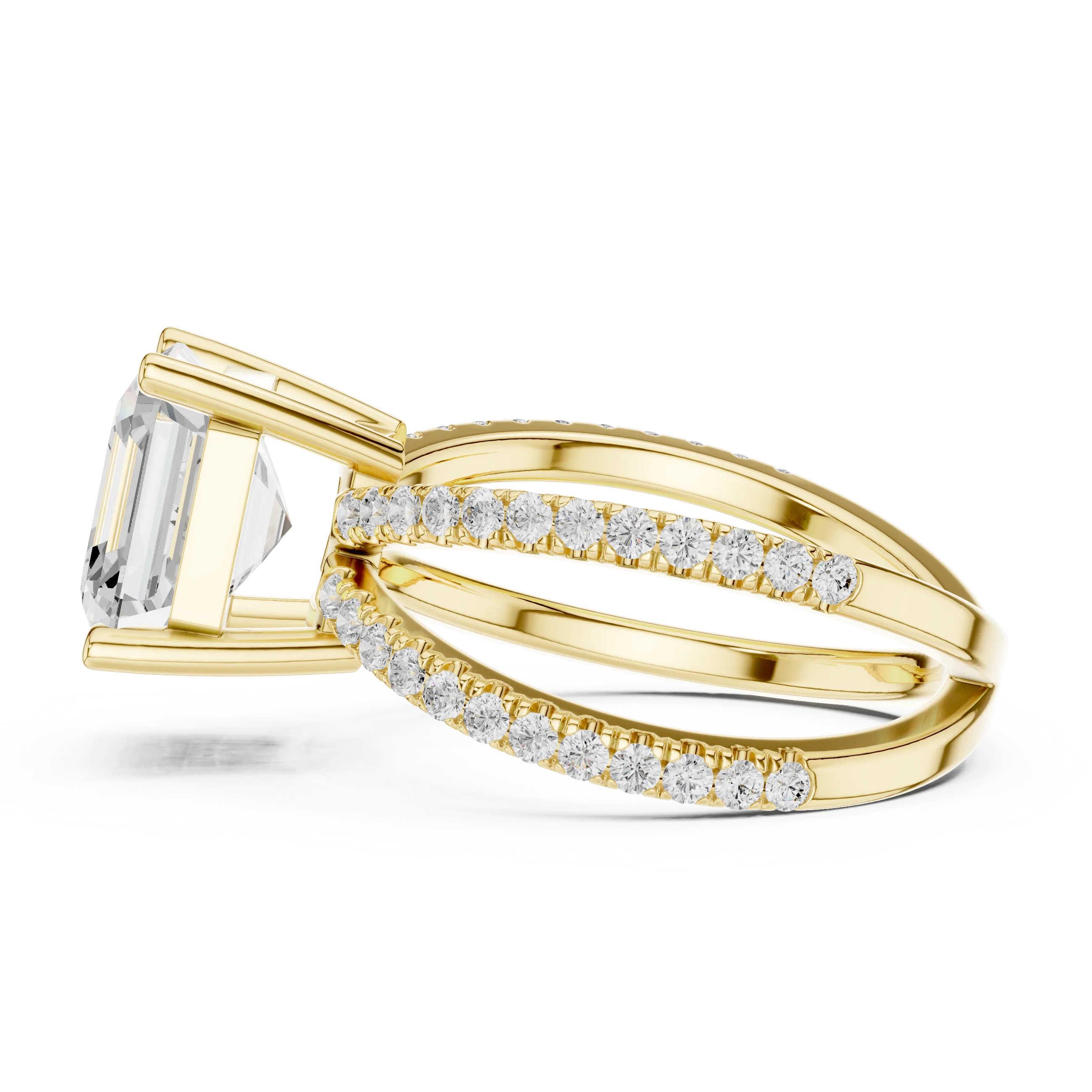 Asscher Cut Diamond Split Shank Engagement Ring