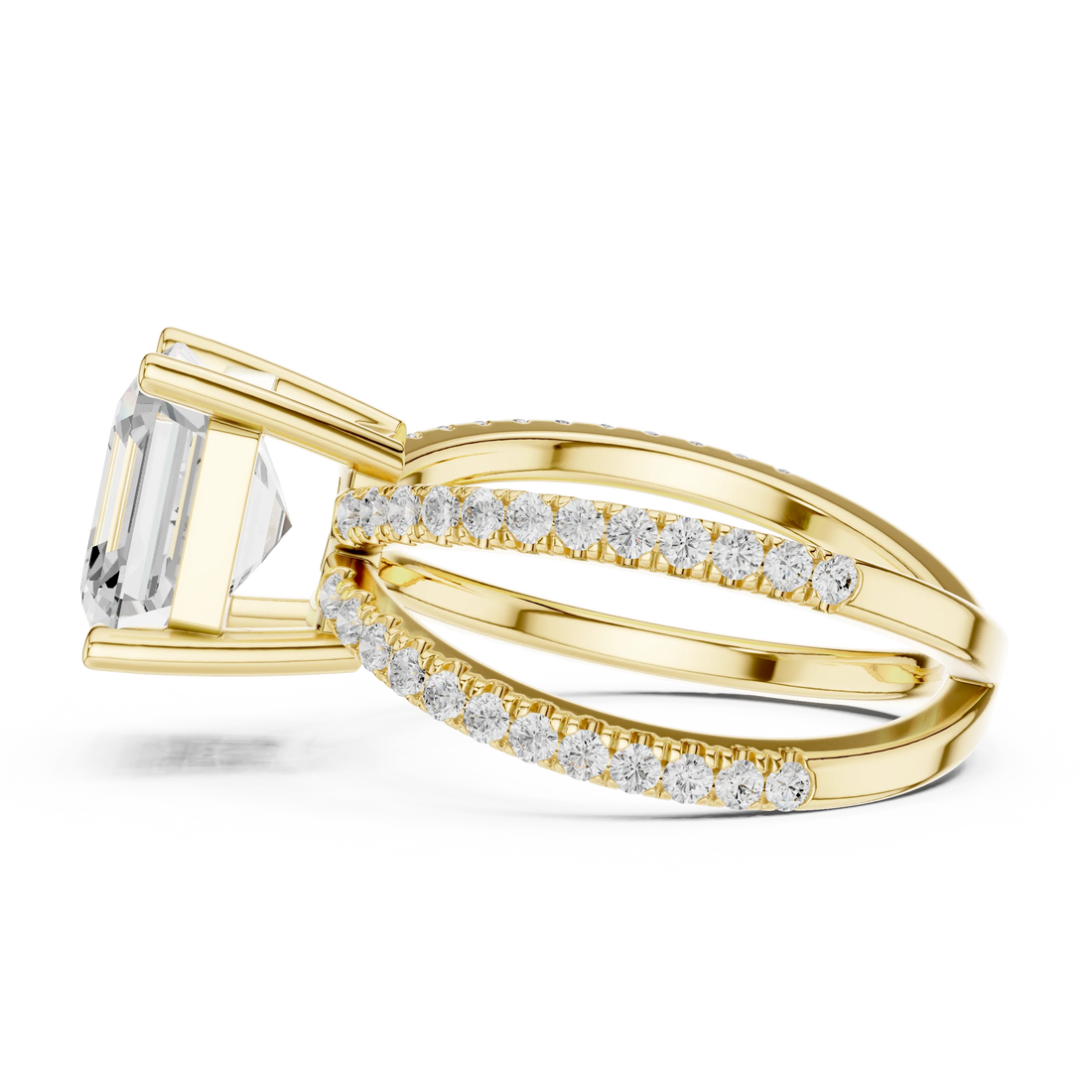 Asscher Cut Diamond Split Shank Engagement Ring