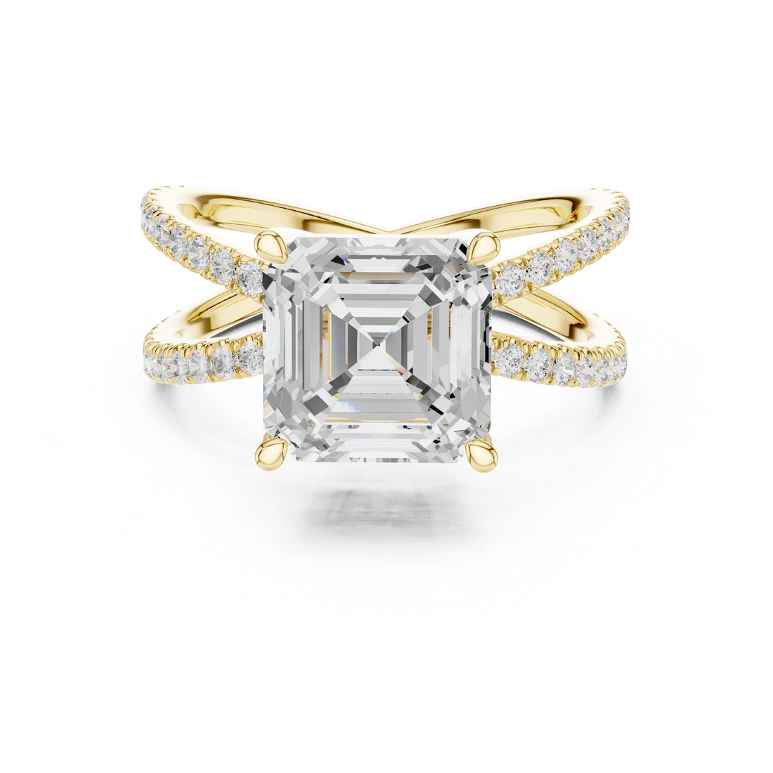 Asscher Cut Diamond Split Shank Engagement Ring