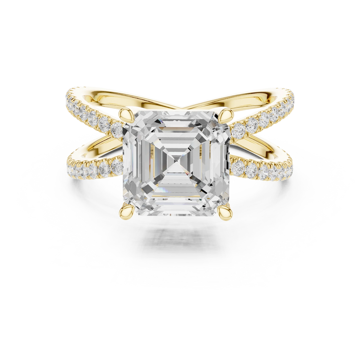 Asscher Cut Diamond Split Shank Engagement Ring