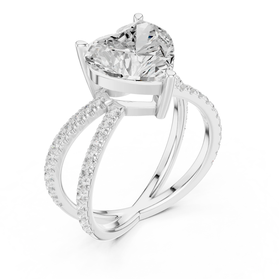 Heart Cut Diamond Split Shank Engagement Ring