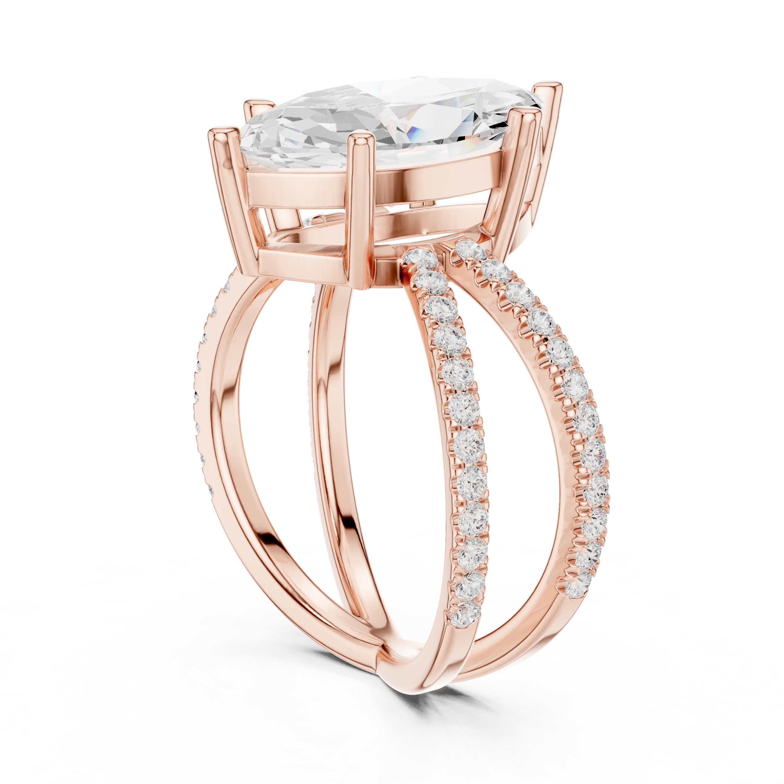 Marquise Cut Diamond Split Shank Engagement Ring