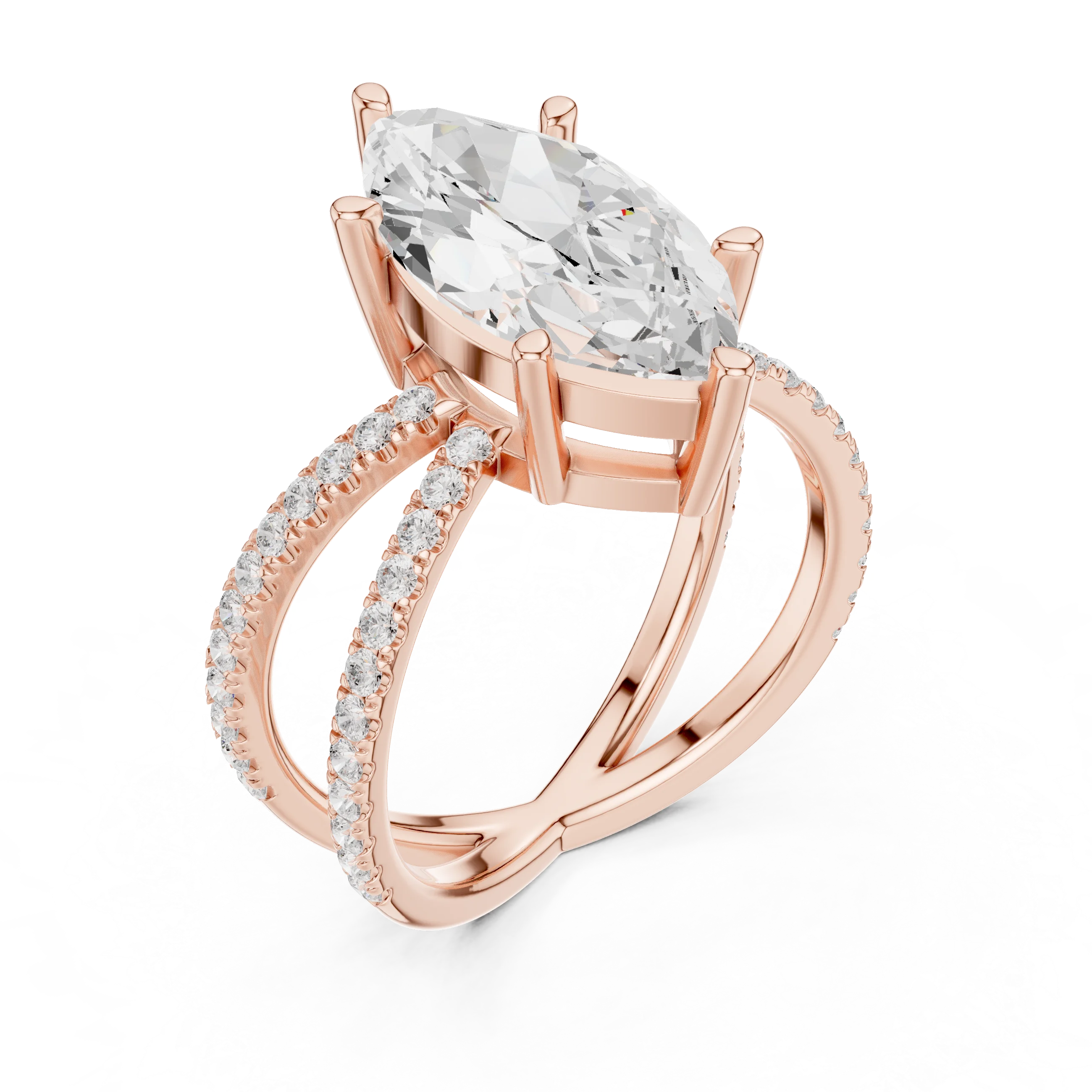 Marquise Cut Diamond Split Shank Engagement Ring