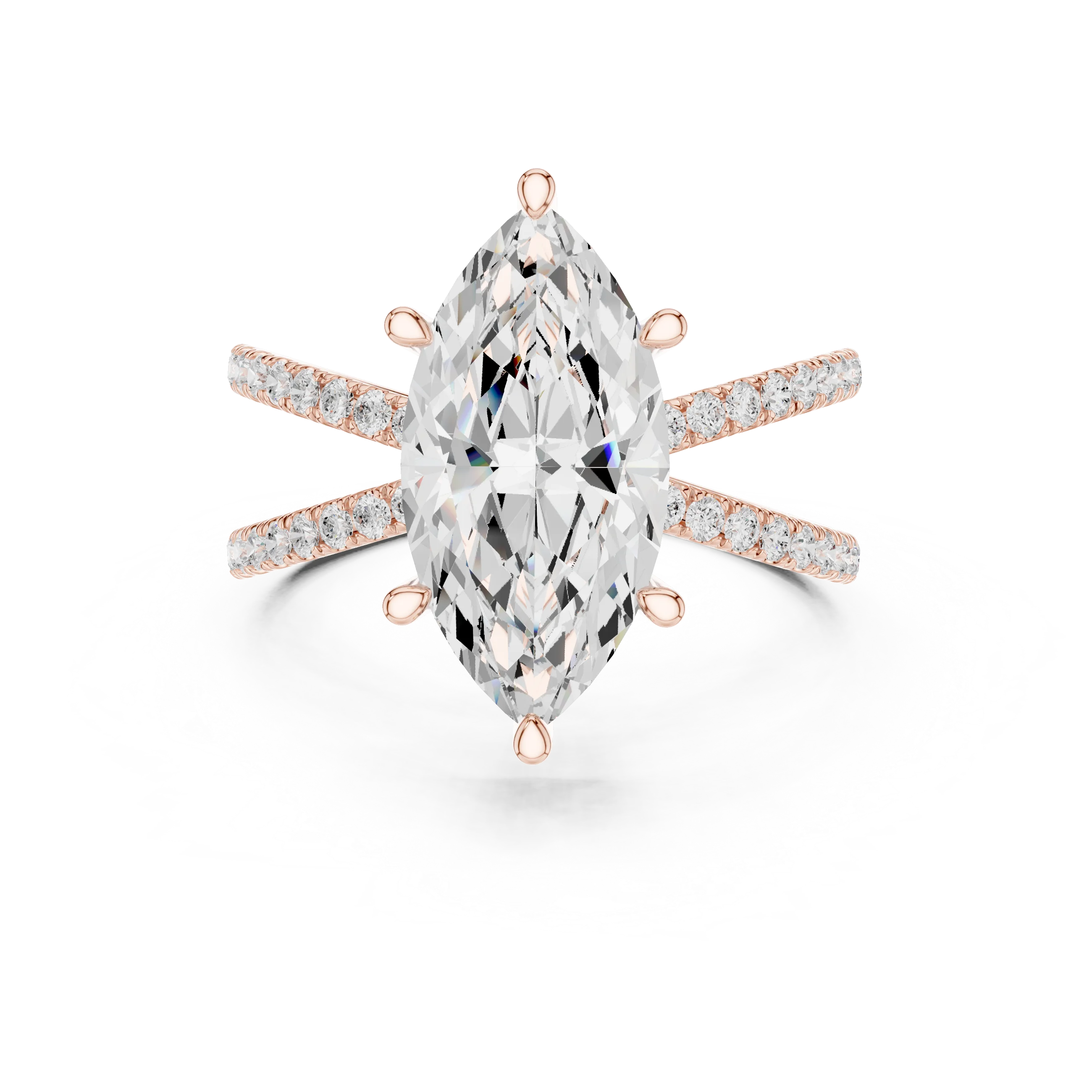 Marquise Cut Diamond Split Shank Engagement Ring