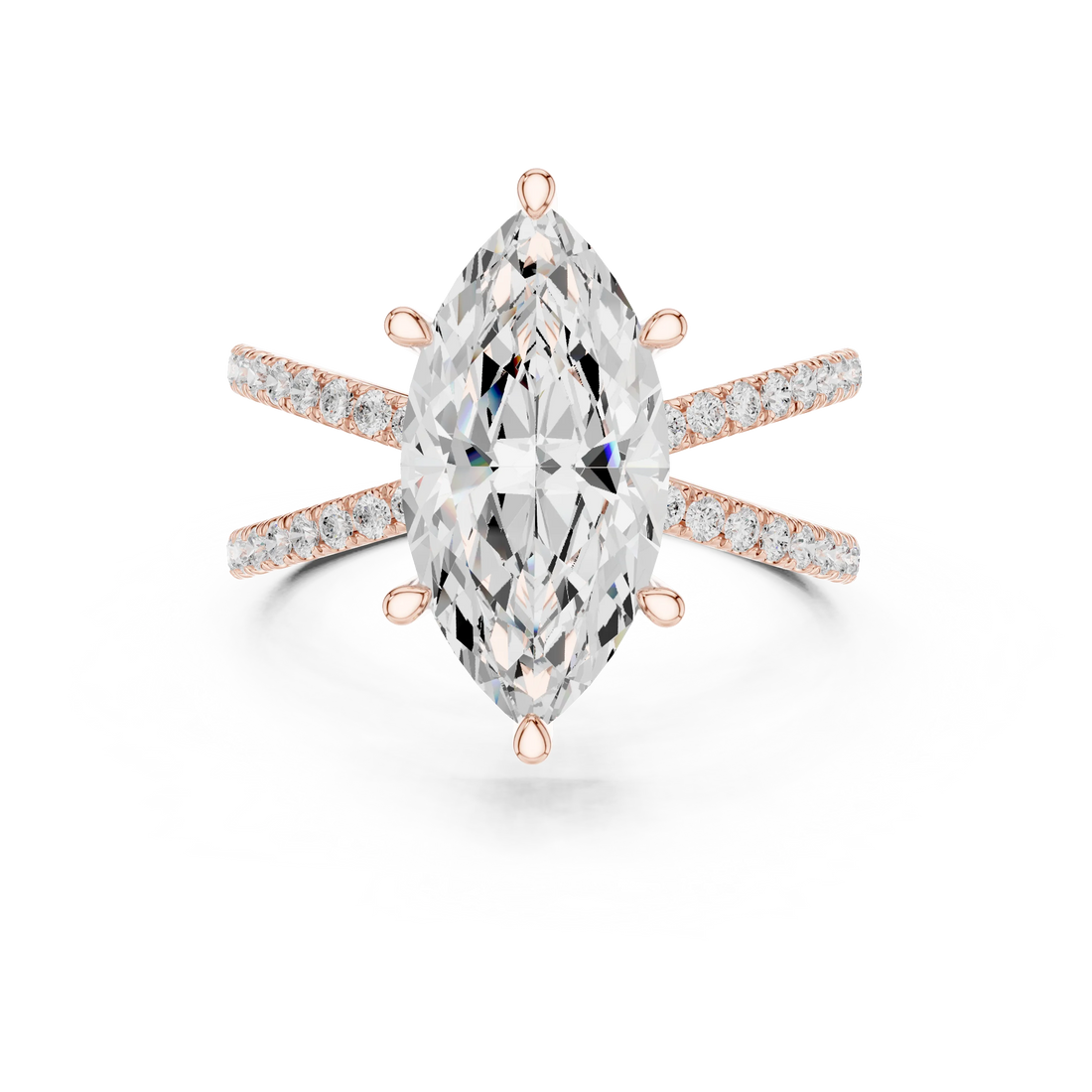 Marquise Cut Diamond Split Shank Engagement Ring