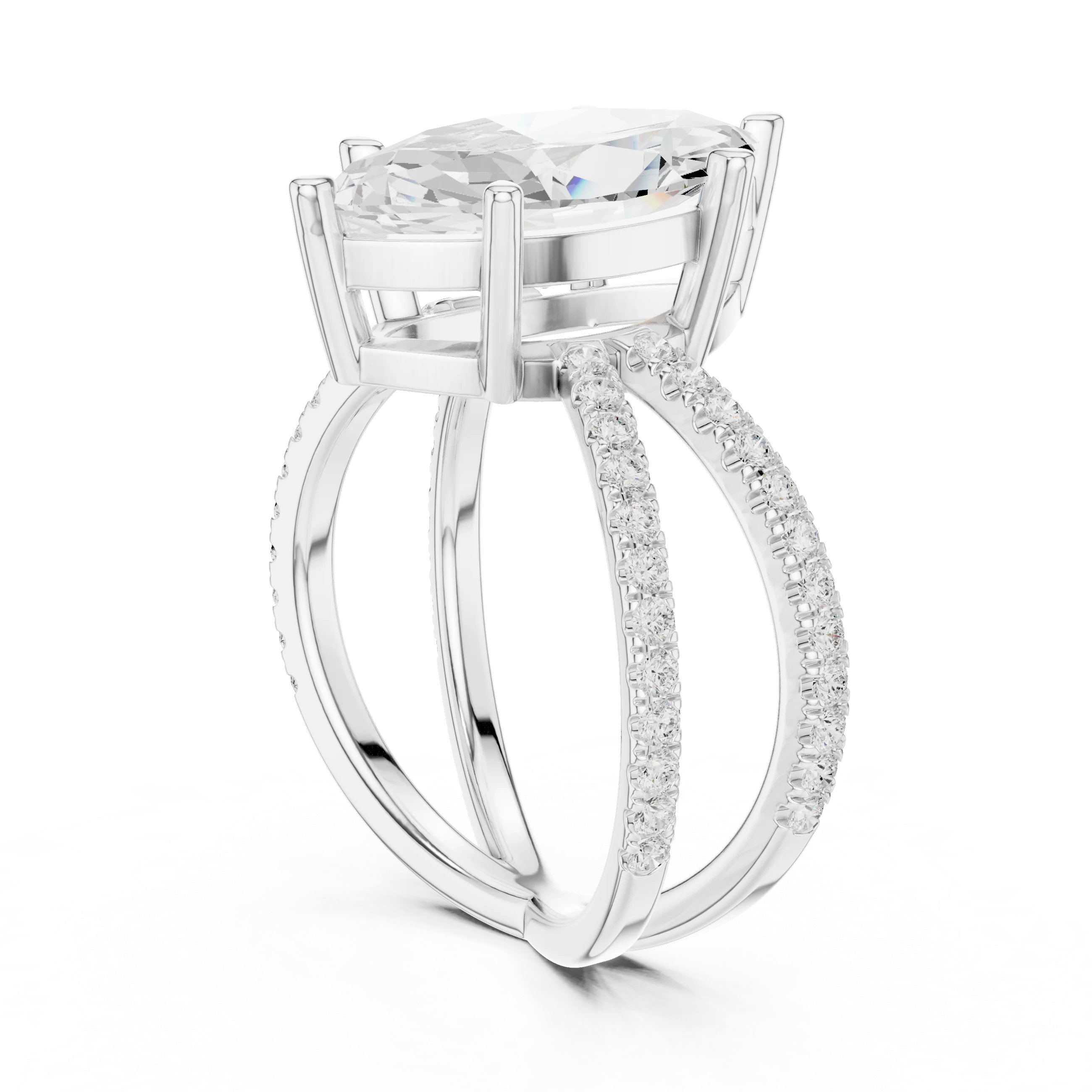 Marquise Cut Diamond Split Shank Engagement Ring