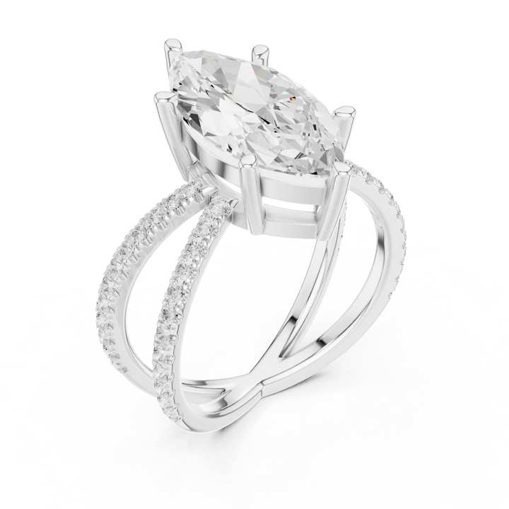 Marquise Cut Diamond Split Shank Engagement Ring