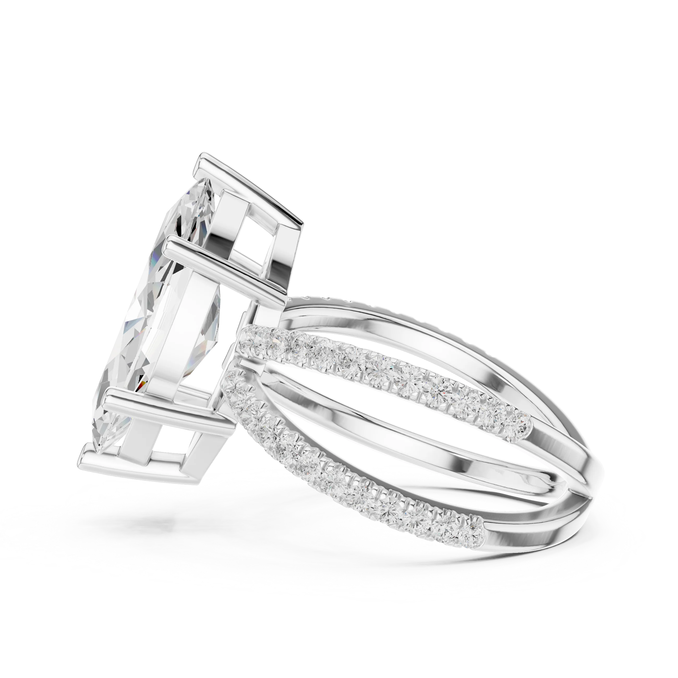 Marquise Cut Diamond Split Shank Engagement Ring