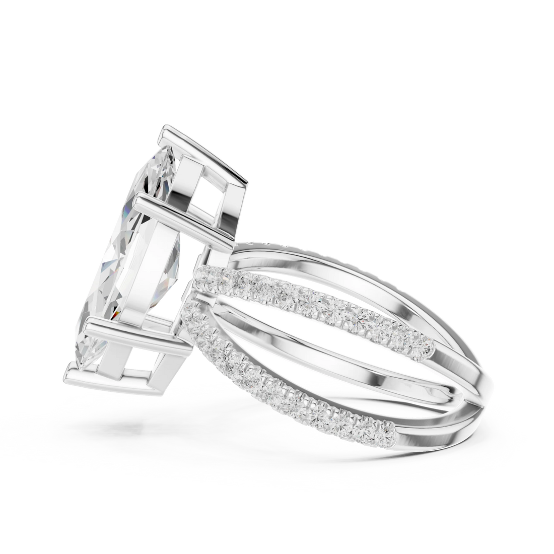 Marquise Cut Diamond Split Shank Engagement Ring