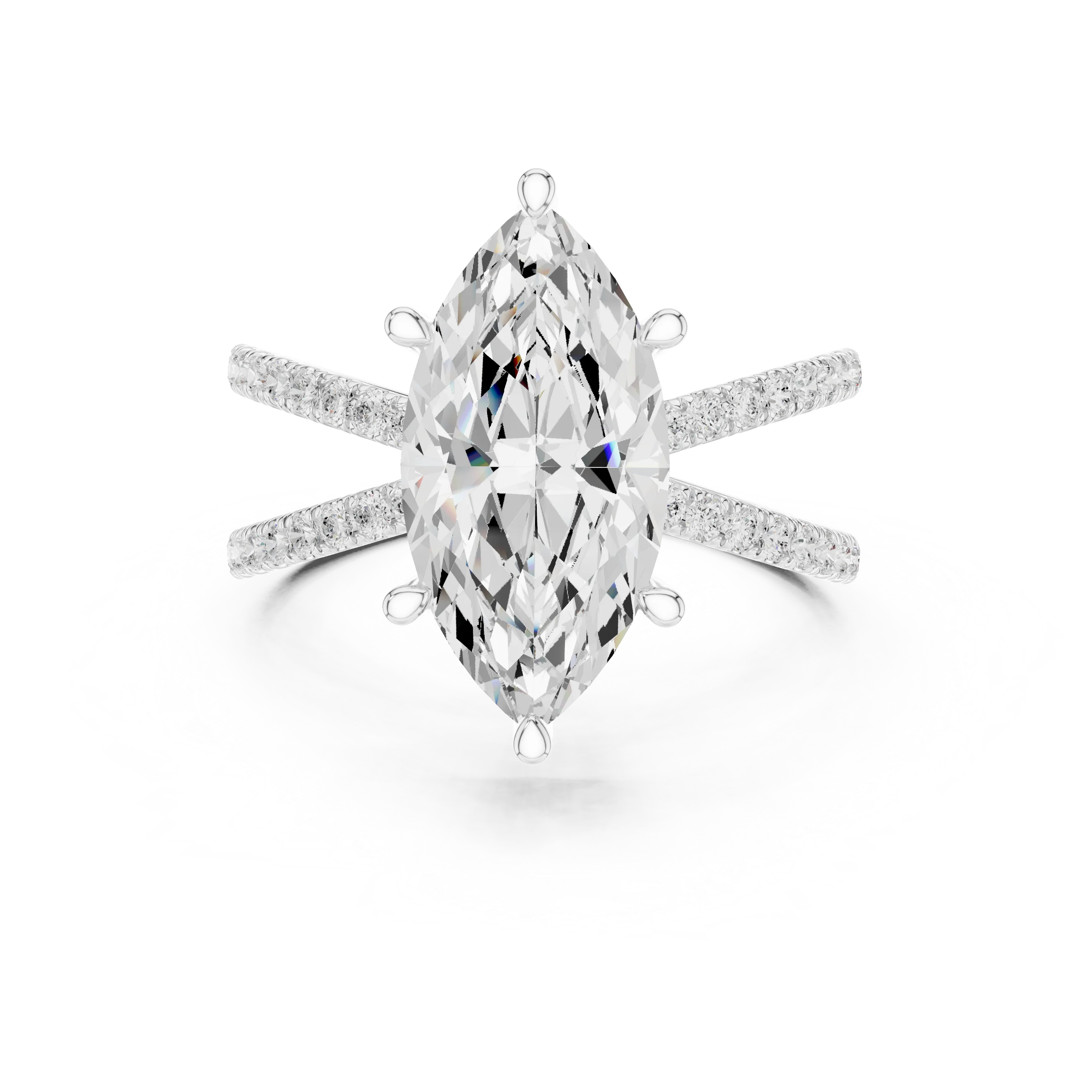 Marquise Cut Diamond Split Shank Engagement Ring