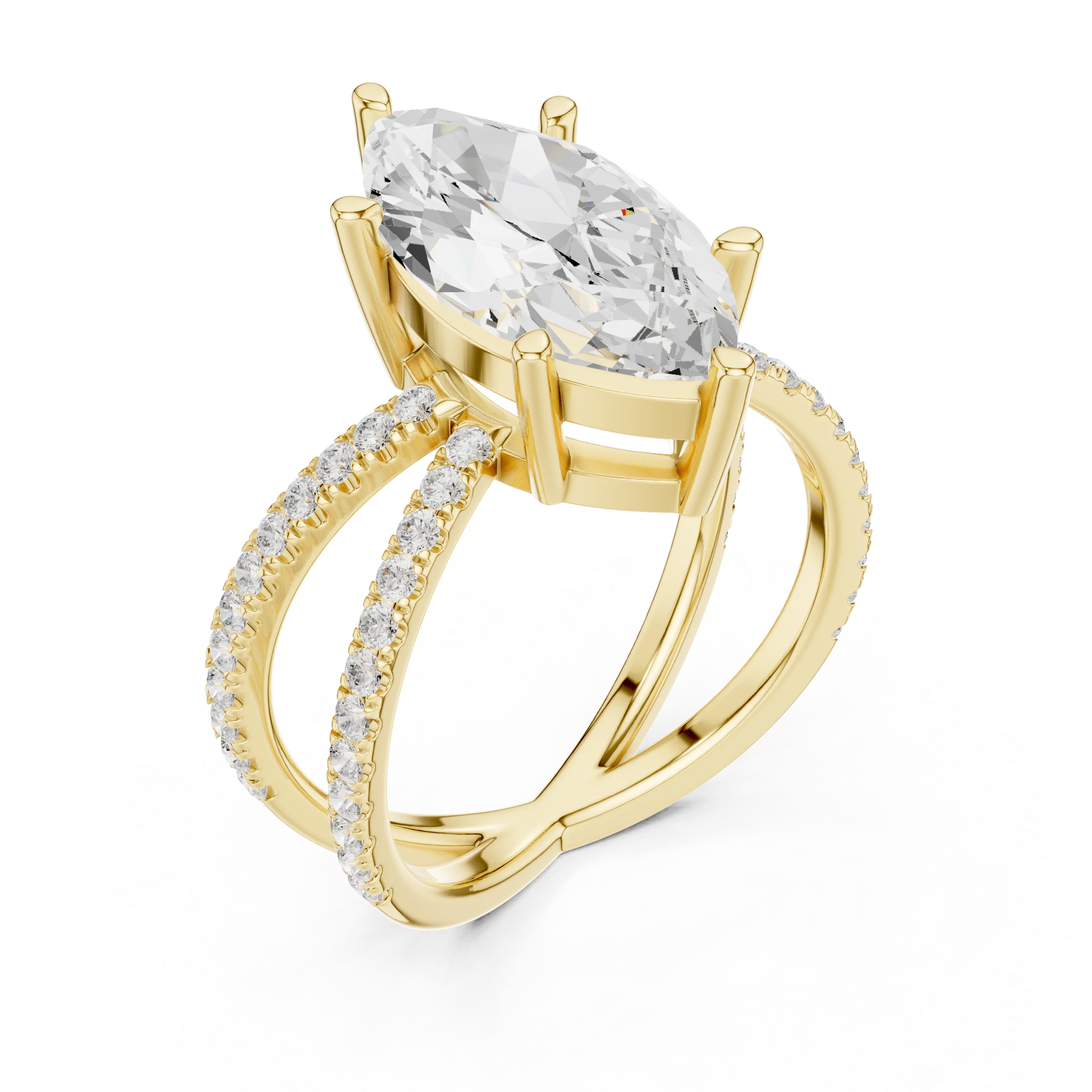 Marquise Cut Diamond Split Shank Engagement Ring