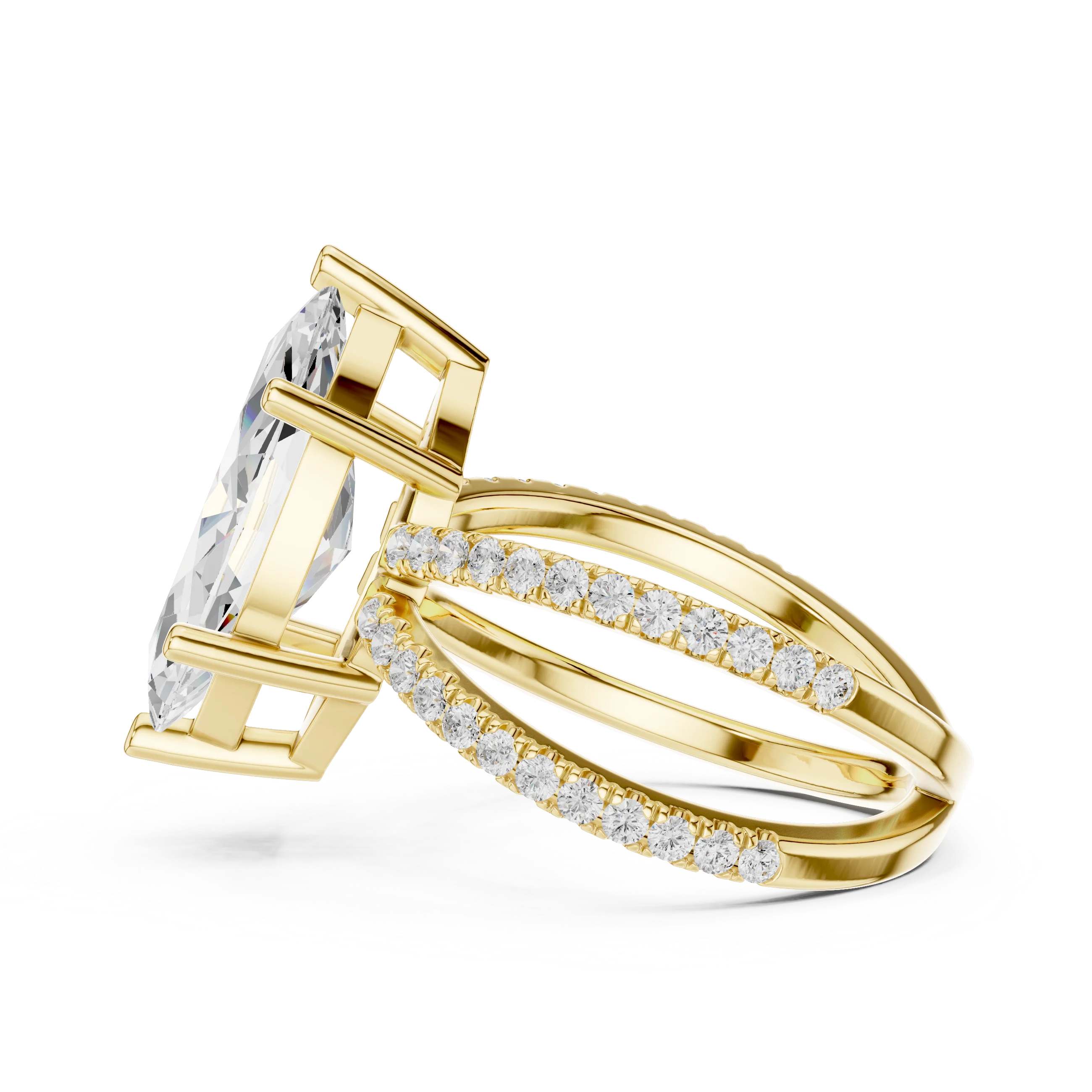 Marquise Cut Diamond Split Shank Engagement Ring