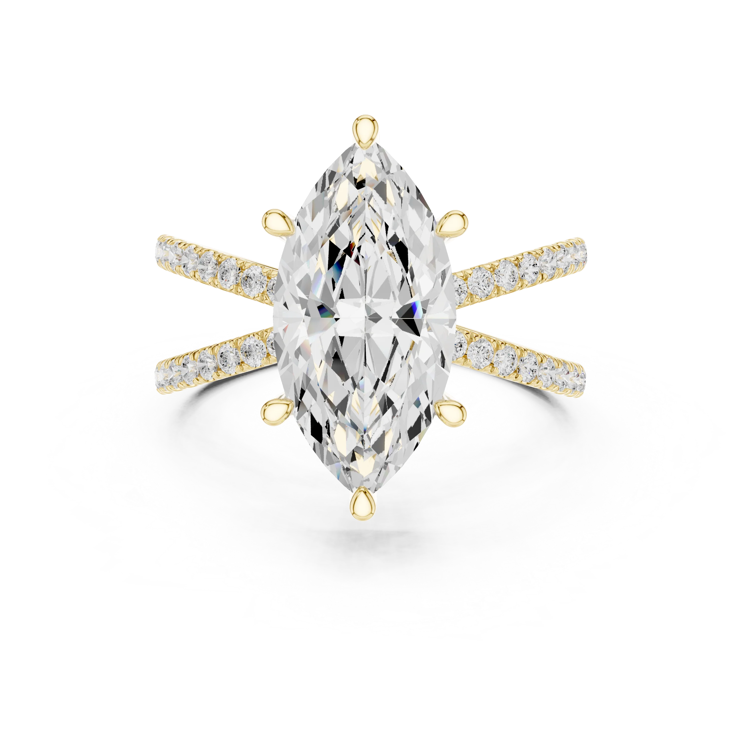 Marquise Cut Diamond Split Shank Engagement Ring