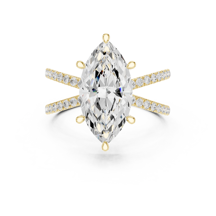 Marquise Cut Diamond Split Shank Engagement Ring